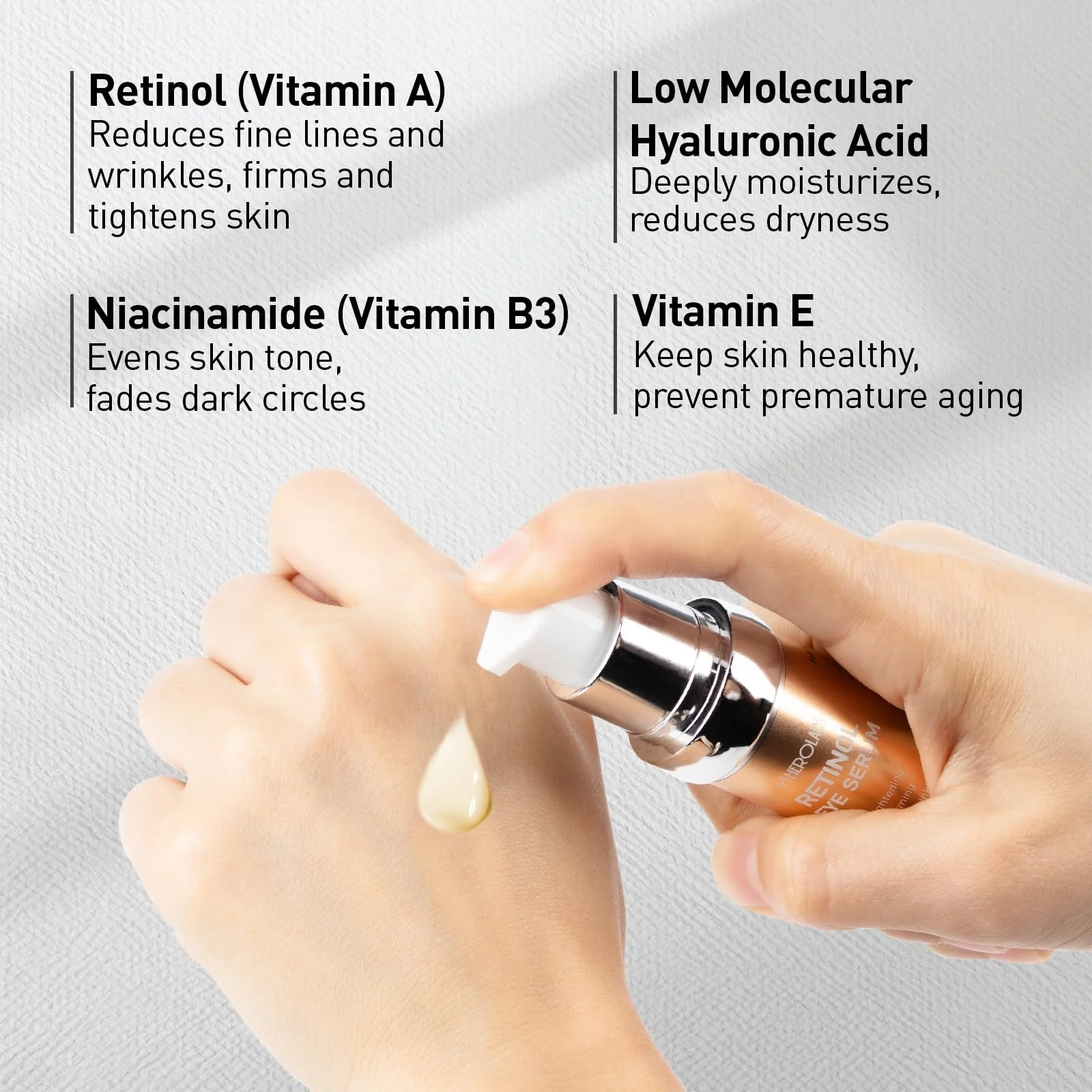 Retinol Eye Cream for Anti-Aging & Wrinkles – Firming, Hydrating & Repairing Eye Serum with Niacinamide, Hyaluronic Acid, Vitamin E & Bifida Ferment Lysate, 0.7 Fl Oz (Pack of 2) - Image 4