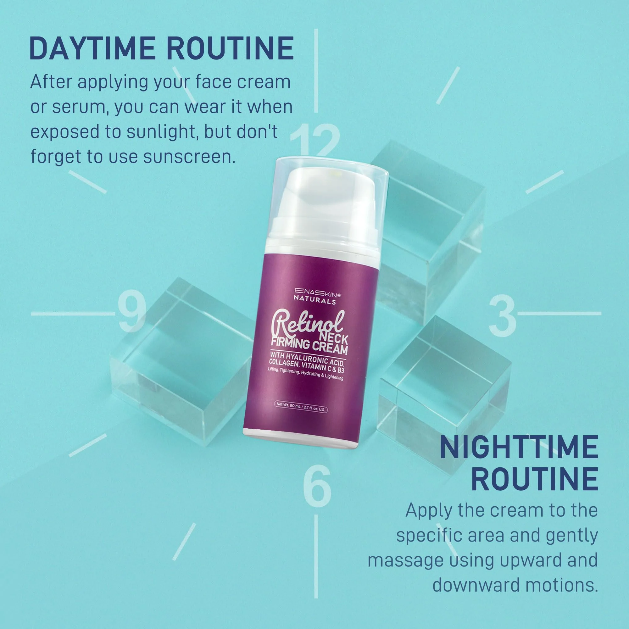 Retinol Neck Firming Cream: Advanced Face Tightening and Lifting Cream with Hyaluronic Acid, Collagen and Vitamin - Tightening Wrinkles, Firming Sagging Skin on Face, Neck, Décolleté - 2.7 Oz - Image 2