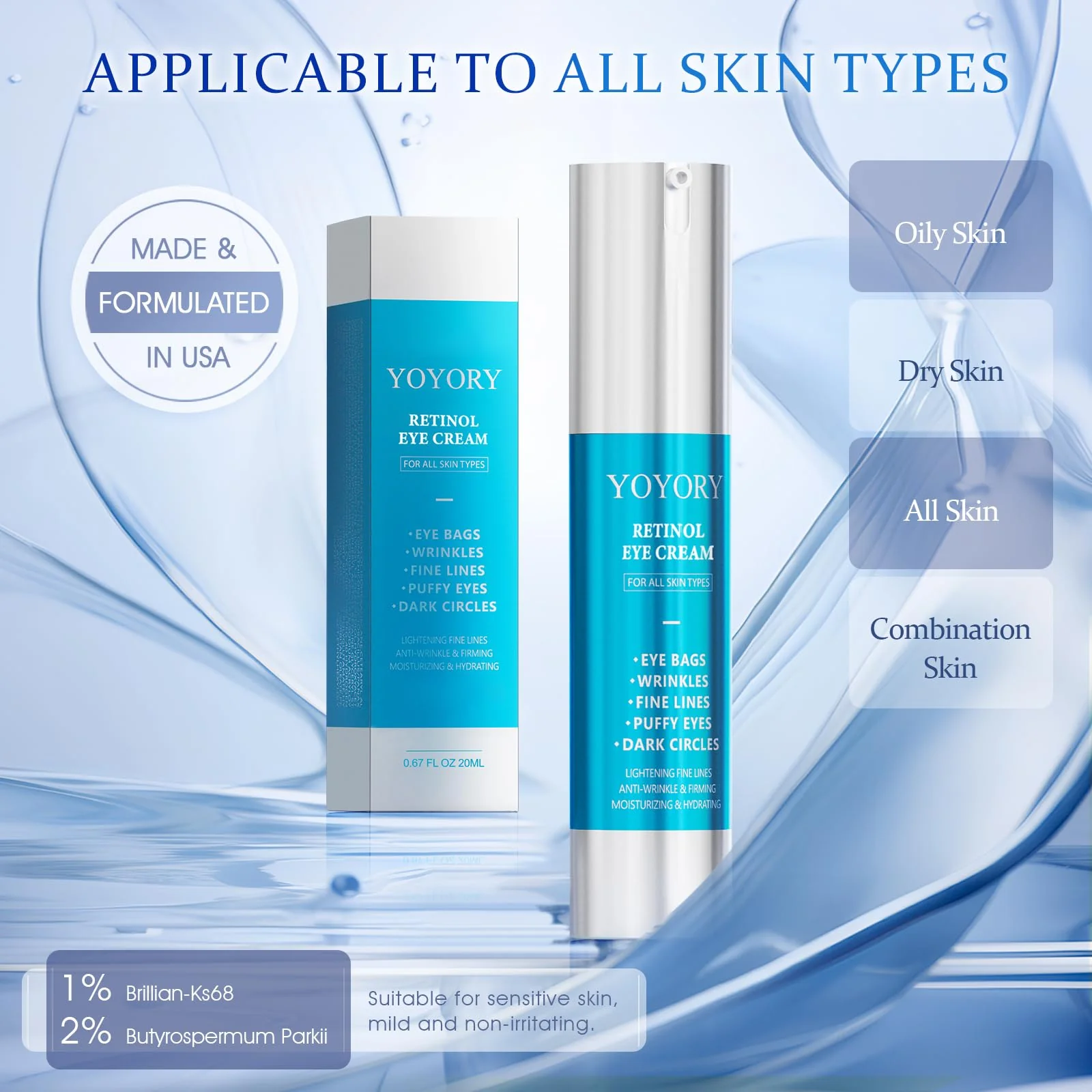 Retinol Under Eye Cream - Anti Aging Eye Cream for Wrinkles, Fine Lines, Eye Bags,Dark Circles and Puffiness Treatment Skin Care Hydrates & Lifts (20ml) - Image 3