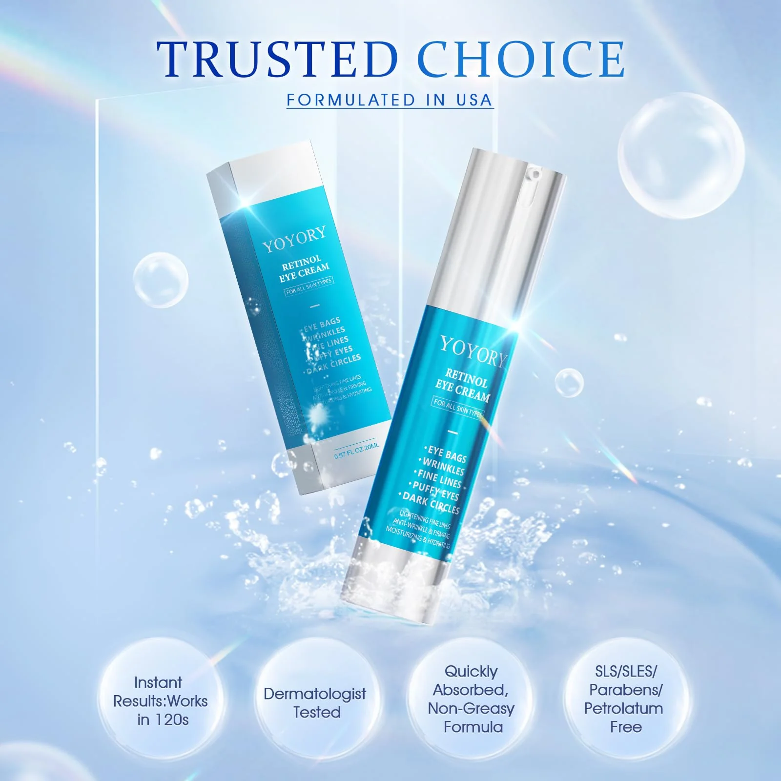 Retinol Under Eye Cream - Anti Aging Eye Cream for Wrinkles, Fine Lines, Eye Bags,Dark Circles and Puffiness Treatment Skin Care Hydrates & Lifts (20ml) - Image 4
