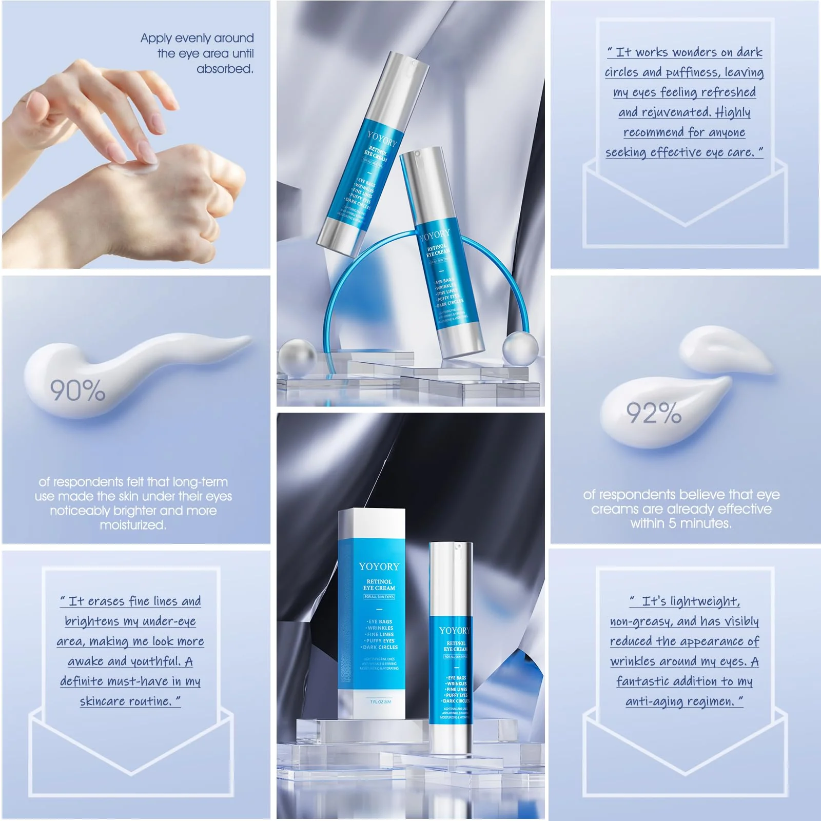 Retinol Under Eye Cream - Anti Aging Eye Cream for Wrinkles, Fine Lines, Eye Bags,Dark Circles and Puffiness Treatment Skin Care Hydrates & Lifts (20ml) - Image 5