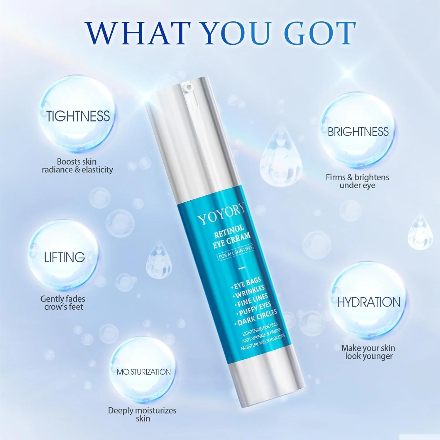 Retinol Under Eye Cream - Anti Aging Eye Cream for Wrinkles, Fine Lines, Eye Bags,Dark Circles and Puffiness Treatment Skin Care Hydrates & Lifts (20ml) - Image 8