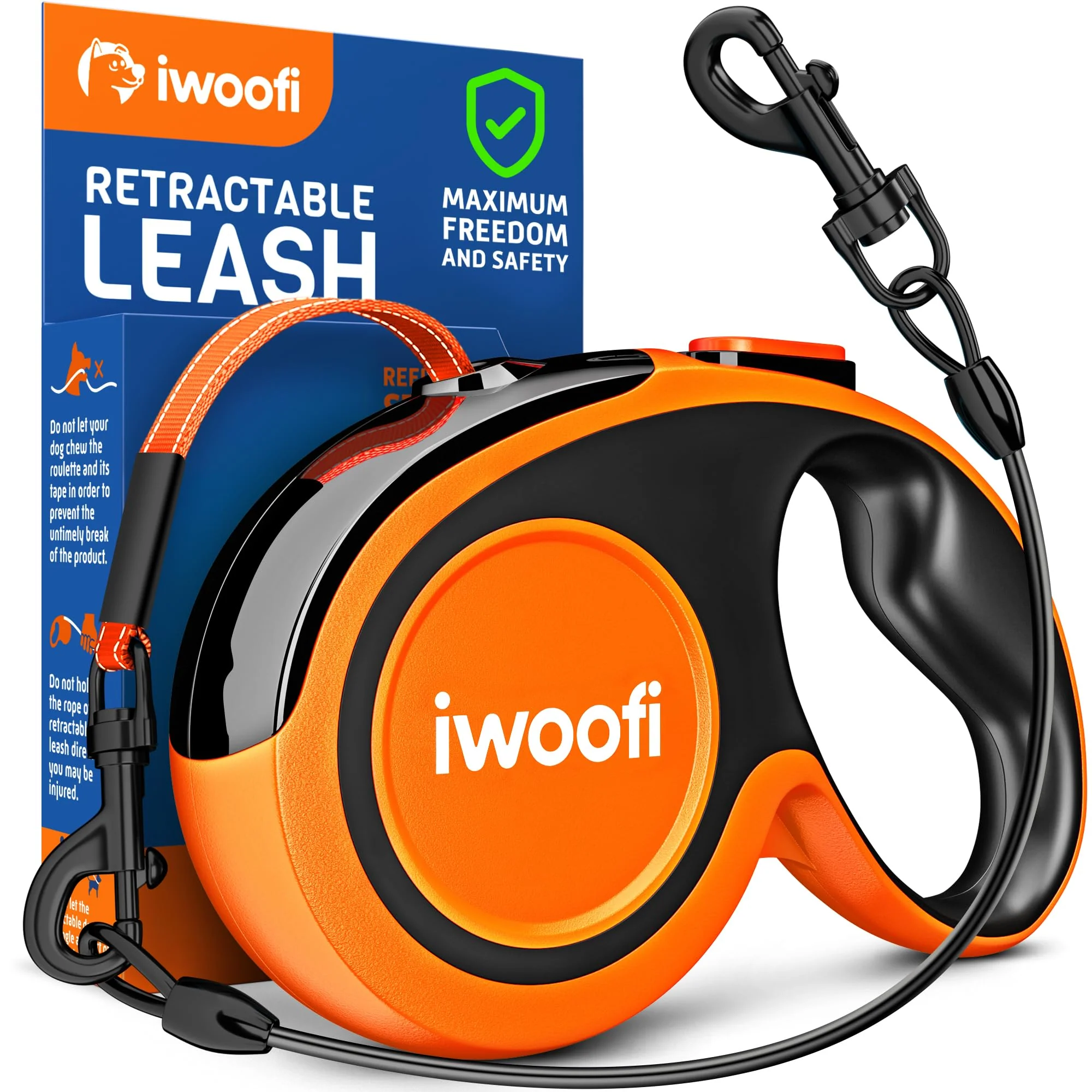 Retractable Dog Leash 18.2 ft – Chew Proof Cable Included – 360° Tangle-Free Design – Heavy Duty Reflective Leash – Soft Anti-Slip Grip Outdoor Daily for Dogs 10-50 lbs (Blue) - Image 2