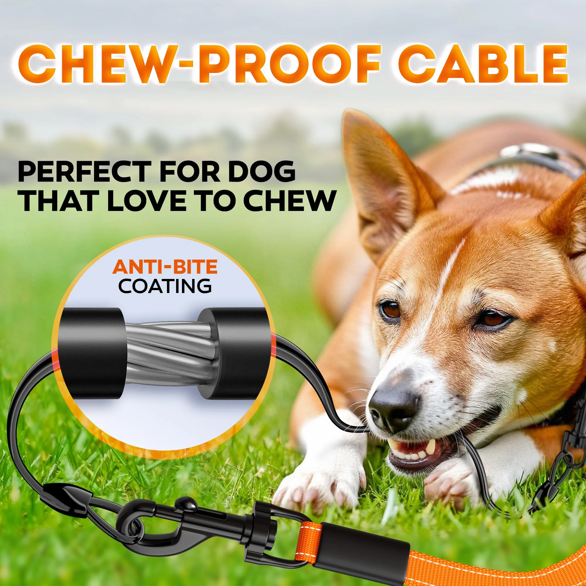 Retractable Dog Leash 18.2 ft – Chew Proof Cable Included – 360° Tangle-Free Design – Heavy Duty Reflective Leash – Soft Anti-Slip Grip Outdoor Daily for Dogs 10-50 lbs (Blue) - Image 4
