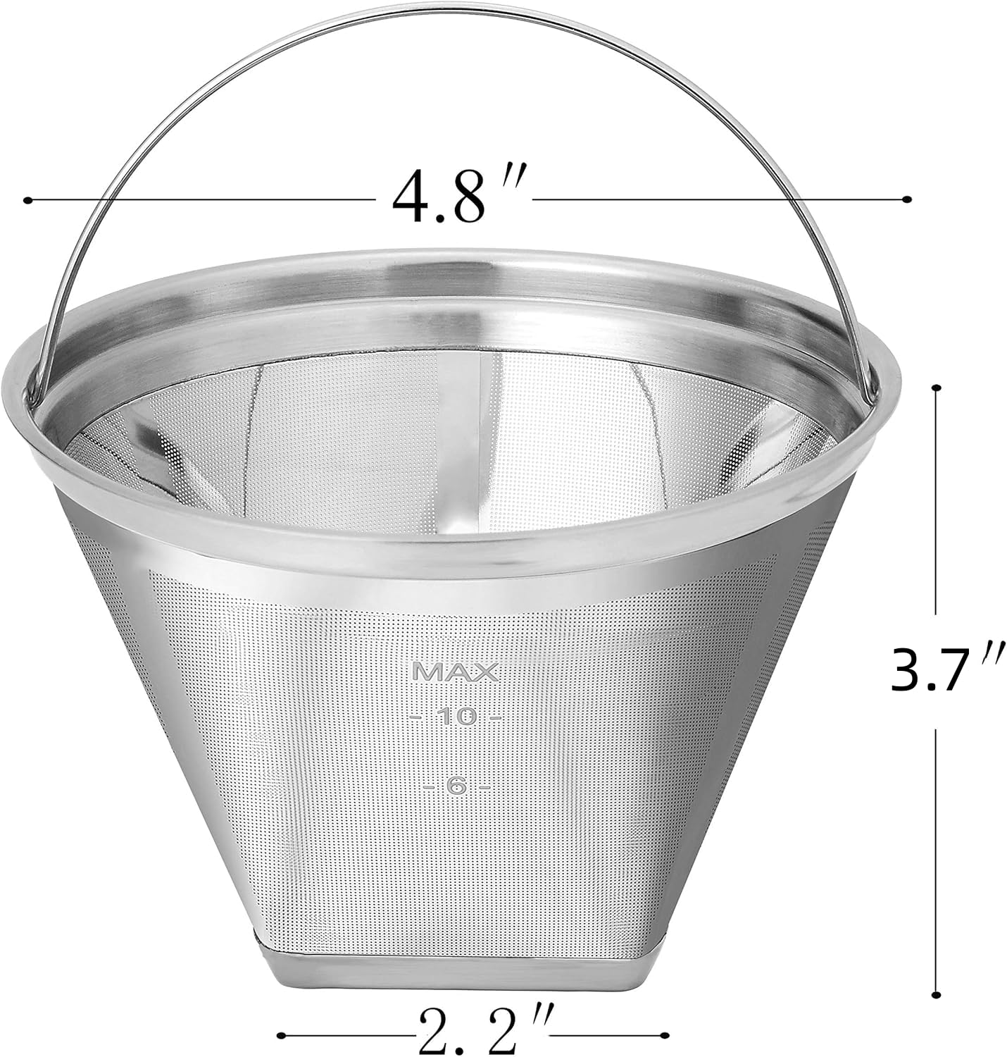 Reusable #4 Cone Shape Coffee Filter Permanent 6-10 Cup Stainless Steel Coffee Filter for Cuisinart Maker Ninja Coffee Bar Brewer -BPA Free - Image 4