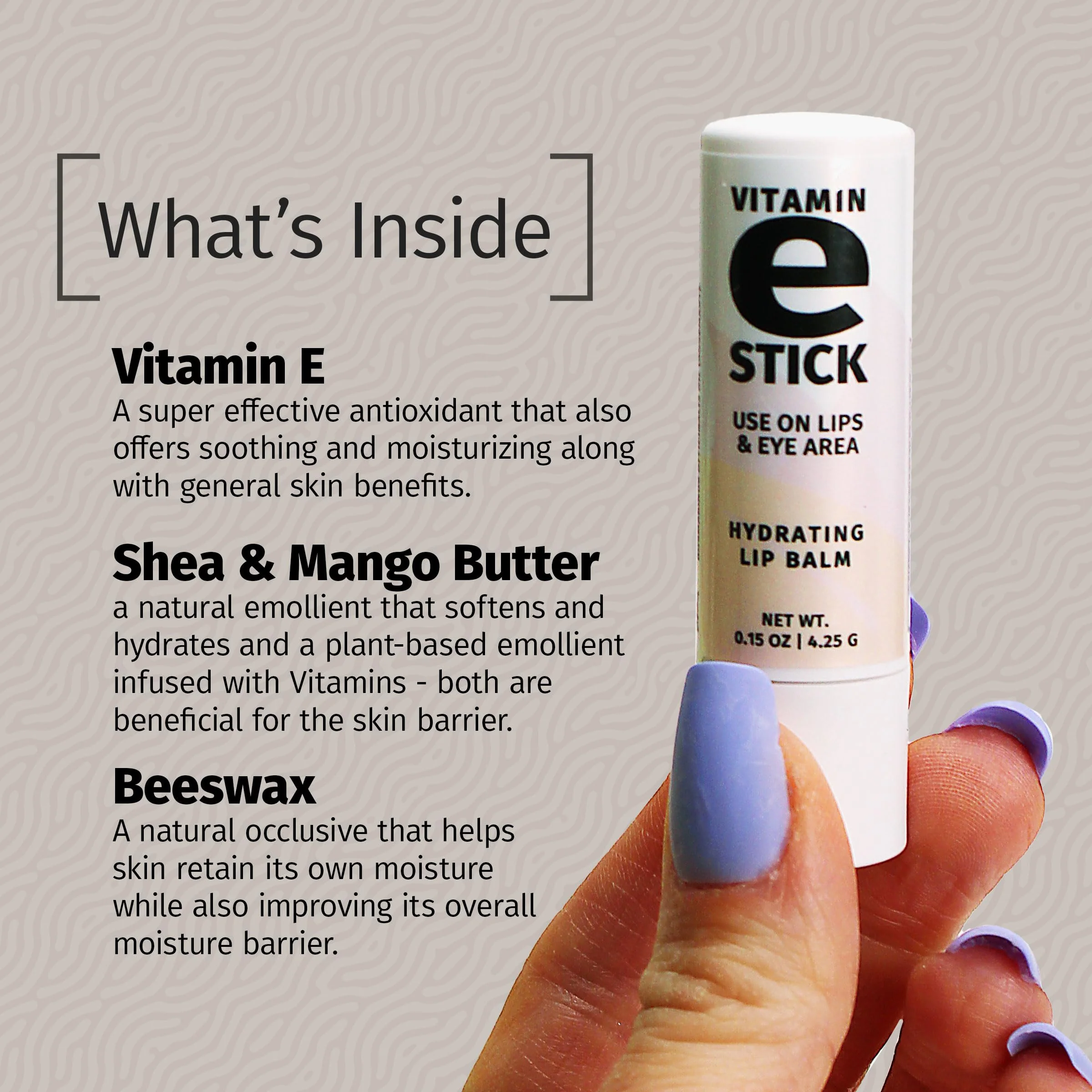 Reviva Labs Vitamin E Stick - Hydrating Lip Balm for Chapped Lips & Under Eye Care - Moisturizing with Beeswax, Shea Butter & Allantoin - Vitamin E Lip Balm for Men & Women (Pack of 6) - Image 4