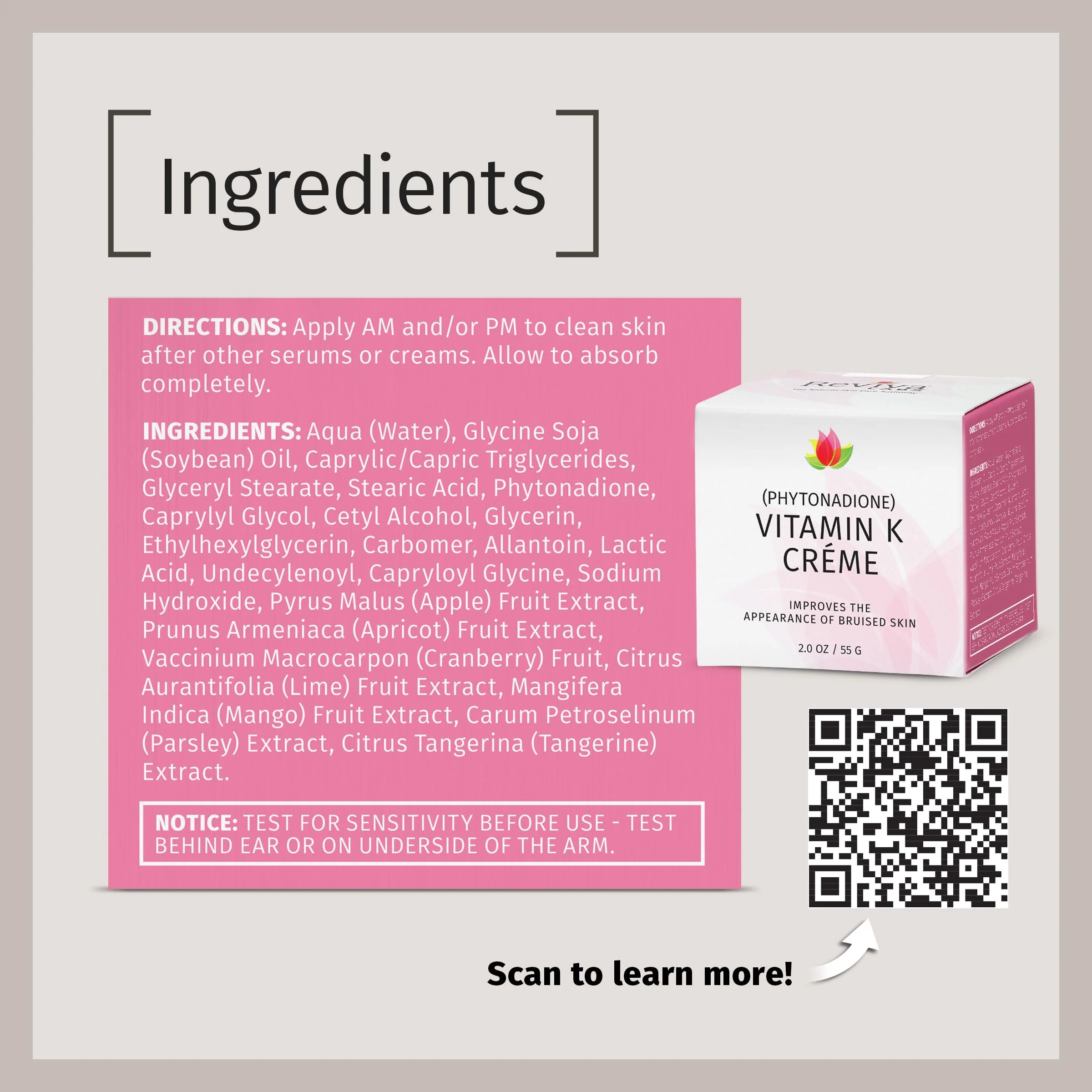 Reviva Labs Vitamin K Crème for Bruising, Under-Eye Dark Circles, and Wrinkles with Soybean Oil and Natural Fruit Extracts - 2 Oz, for Skin and Face - Image 5