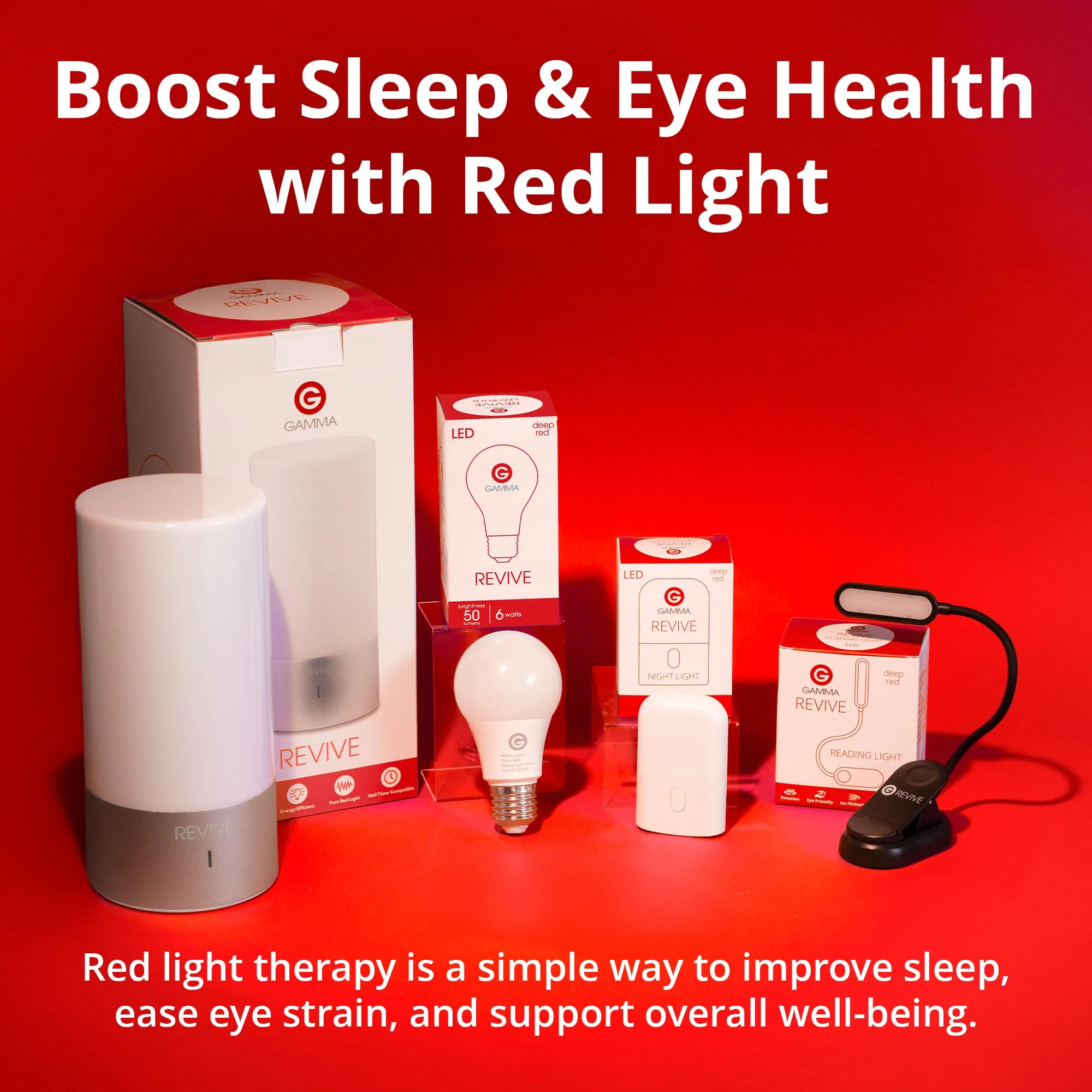 Revive - 670nm Red Light Bulb by Gamma - Sleep Therapy - Melatonin Promoting Natural Sleep Aid - Image 2