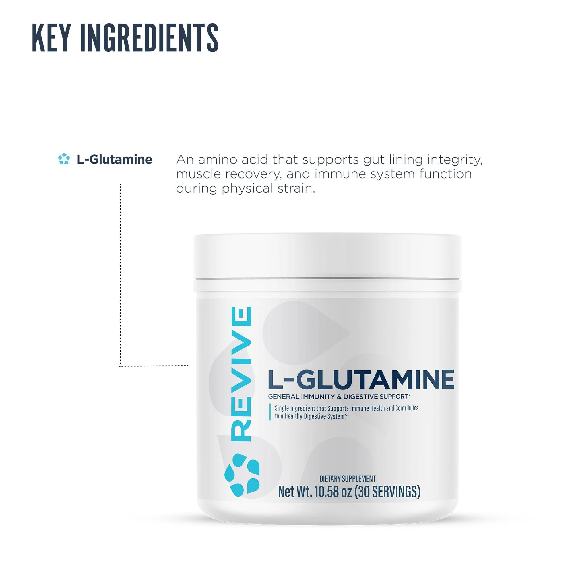 Revive MD Gut L-Glutamine Powder - Muscle Recovery & Immune Support Supplement for Adults - Promotes Digestive Health, Reduces Muscle Soreness & Supports Immunity - Vegan (90 Servings) - Image 5