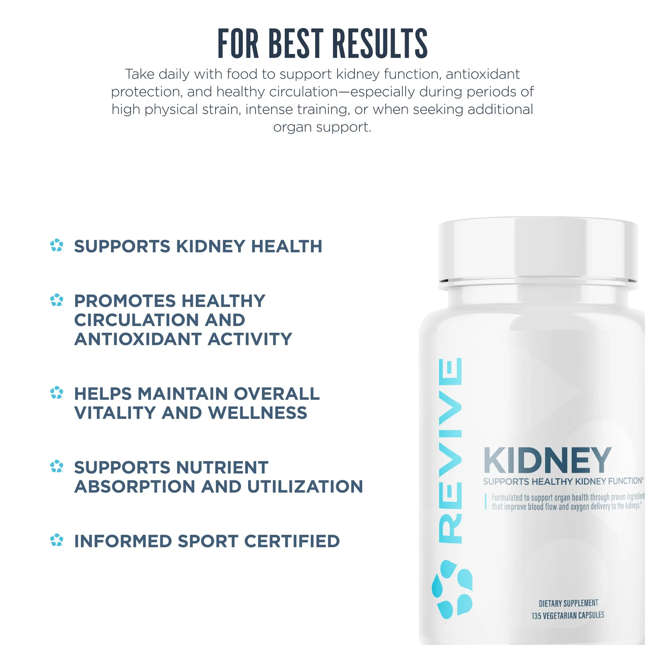Revive MD Kidney Support Supplement for Men & Women – Kidney Cleanse & Detox Capsules for Overall Health & Function – Vegan-Friendly, Gluten-Free & Soy-Free (135 Vegetarian Capsules, 45 Servings) - Image 4