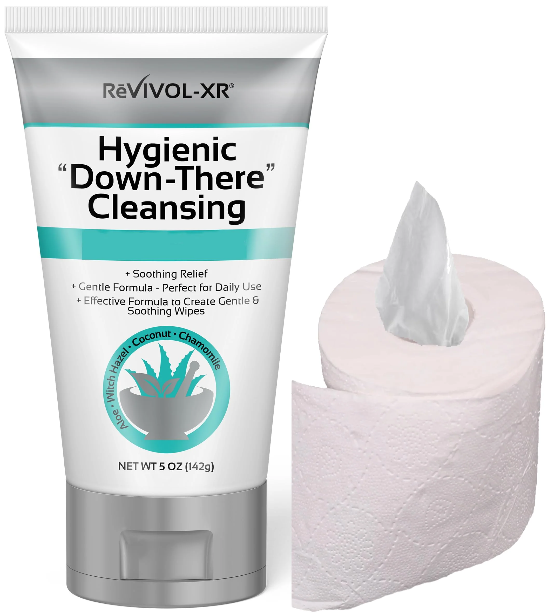 REVIVOL-XR Hygienic Cleansing Lotion, Gentle Relief + Soothing Aloe & Witch Haze for Discomfort of Down-There Sensitive Areas, Makes 300+ Wet Wipes from Toilet - Image 2
