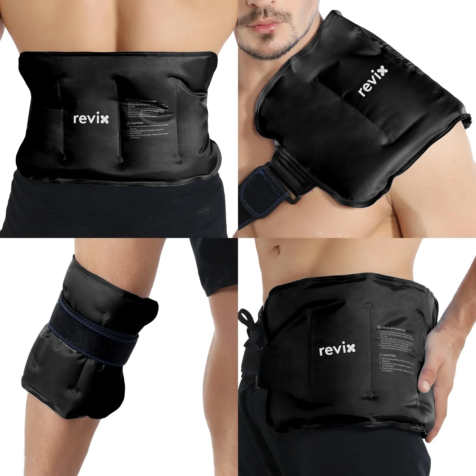 REVIX Ice Packs for Injuries Reusable Gel for Back Pain Relief (16'' X 9'')-Gel Cold Pack for Shoulder, Lower Back, Thigh & Arm, Cold Compress Therapy for Pain Relief Swelling, Bruises & Tension