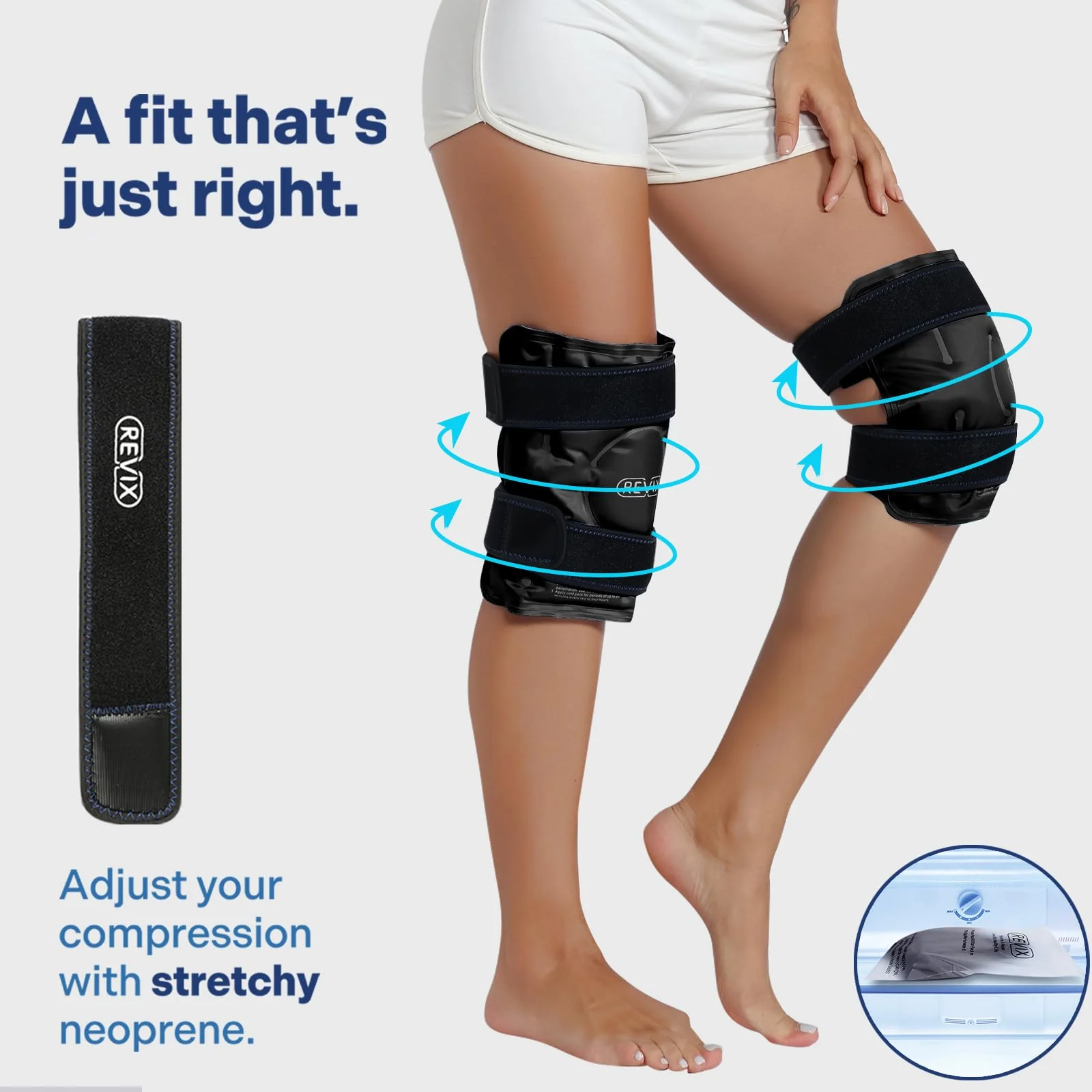 REVIX Ice Packs for Knee Relaxation, Reusable Gel Ice Wraps with Cold Compression for Meniscus Tear and ACL, Plush Cover and Long-Lasting Cold, A Set of Two, Black - Image 7