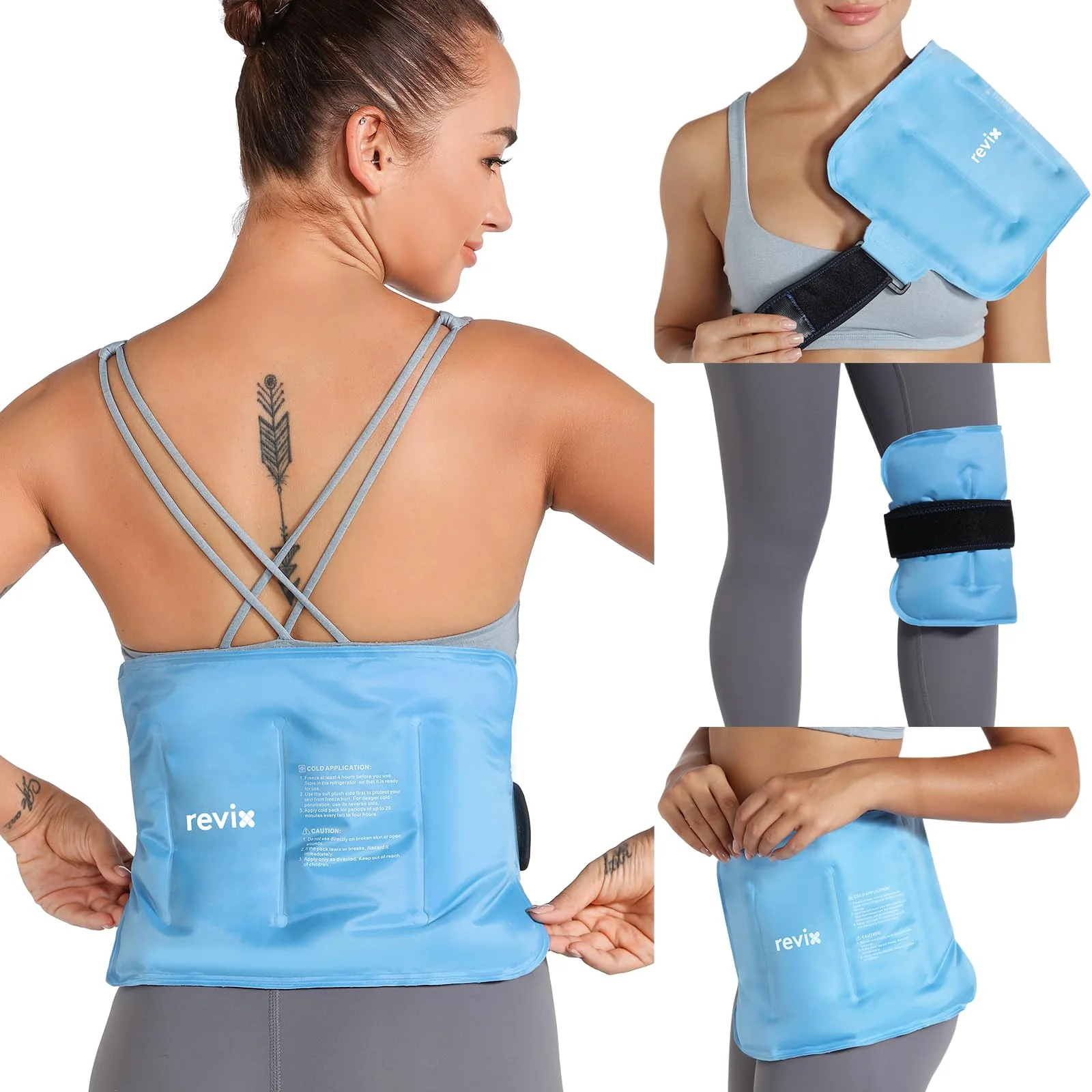 REVIX Reusable Ice Pack for Injuries and Pain Relief (16"X9")- Freeze Gel & Soft Plush Lining Ice Wrap for Shoulder, Back, Hip, Arm & Knee, Cold Compress Therapy for Swelling, Bruises & Surgery - Image 2