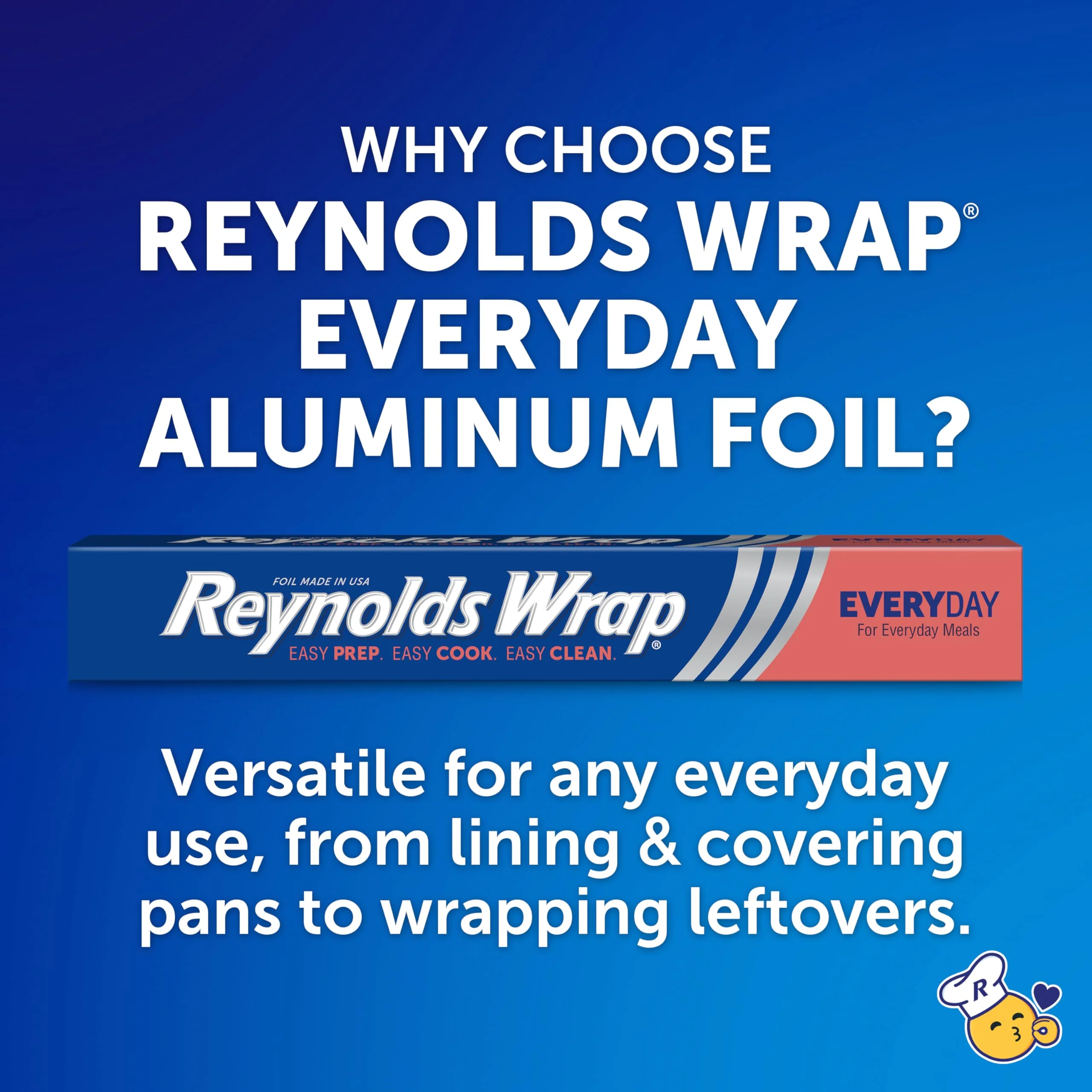 Reynolds Wrap Everyday Strength Aluminum Foil Roll, Freezer and Grill Safe, Great for Foil Packets and Home Cooking, 12 Inches Wide, 200 Total Sq. Ft. - Image 8