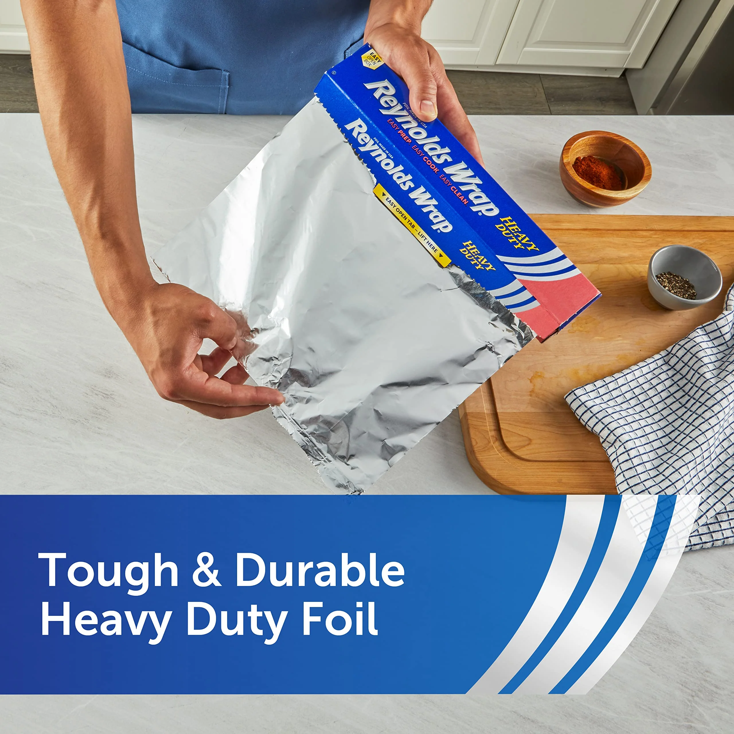 Reynolds Wrap Heavy Duty Aluminum Foil Roll, Thick Heavy Duty Foil for Added Strength and Durability, Secure Easy Open and Close Tab, 12 Inches Wide, 50 Sq. Ft. (Pack of 2) - Image 5
