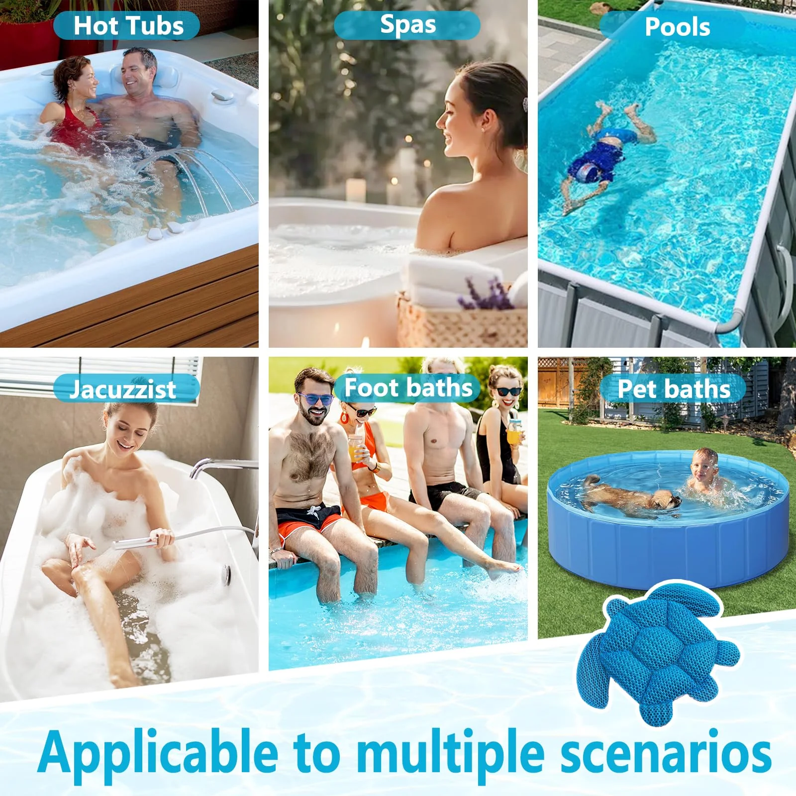 RGJ Hot Tub Scum Absorber Turtle, 2PCS Reusable Hot Tub Oil Absorbing Floating Sponges for Spa/Pool, Hot Tub Scum Sponge Accessories to Soak Up Oils & Keep Water Clean - Image 2