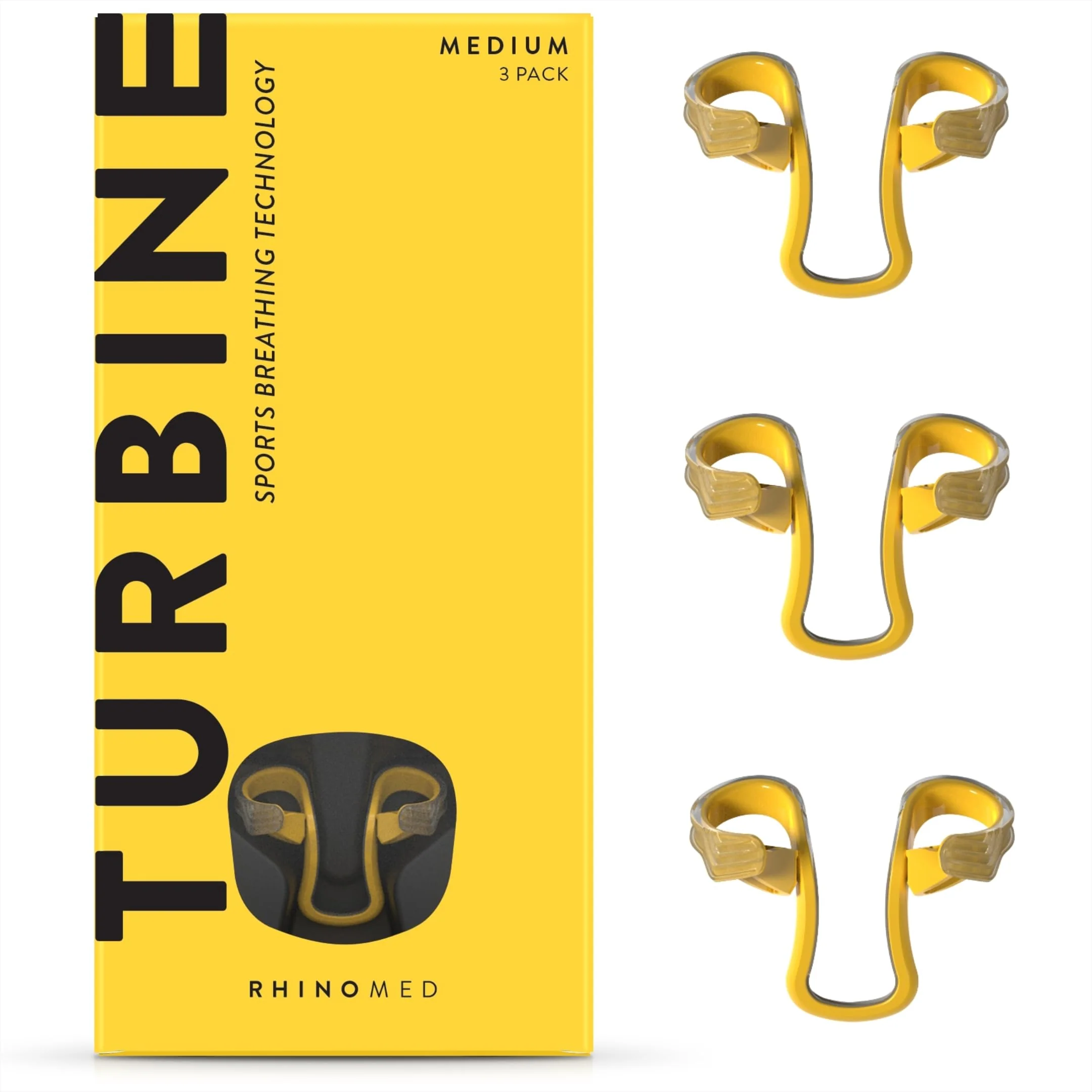 Rhinomed Turbine Breathing Nasal Dilator | Medium 3 Pack | Improve Airflow During Exercise | Nasal Strip Alternative | Comfortable Breathing Aids for Workout Performance
