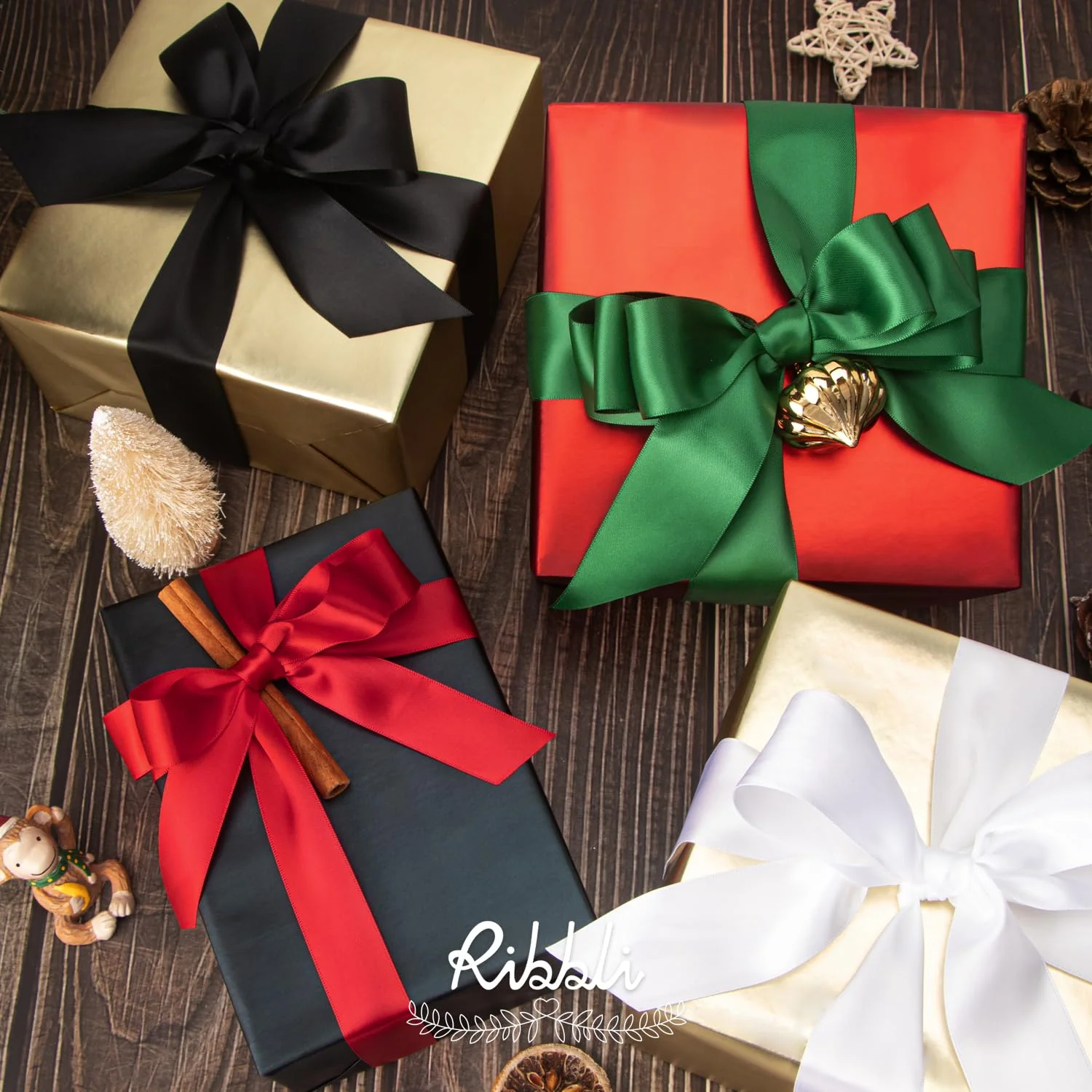 Ribbli Double Faced Red Satin Ribbon,1” x Continuous 25 Yards,Fabric Ribbon Use for Bows Bouquet,Christmas Gift Wrapping,Floral Arrangement - Image 5