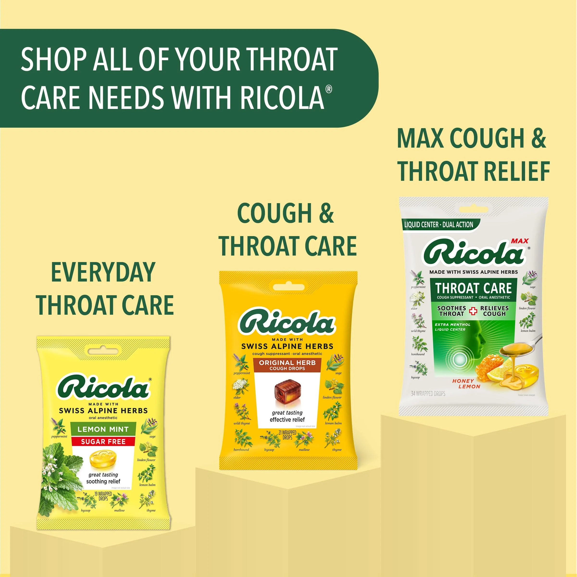 Ricola Sugar Free Lemon Mint Herbal Cough Suppressant Throat Drops, 105ct Bag - Image 6