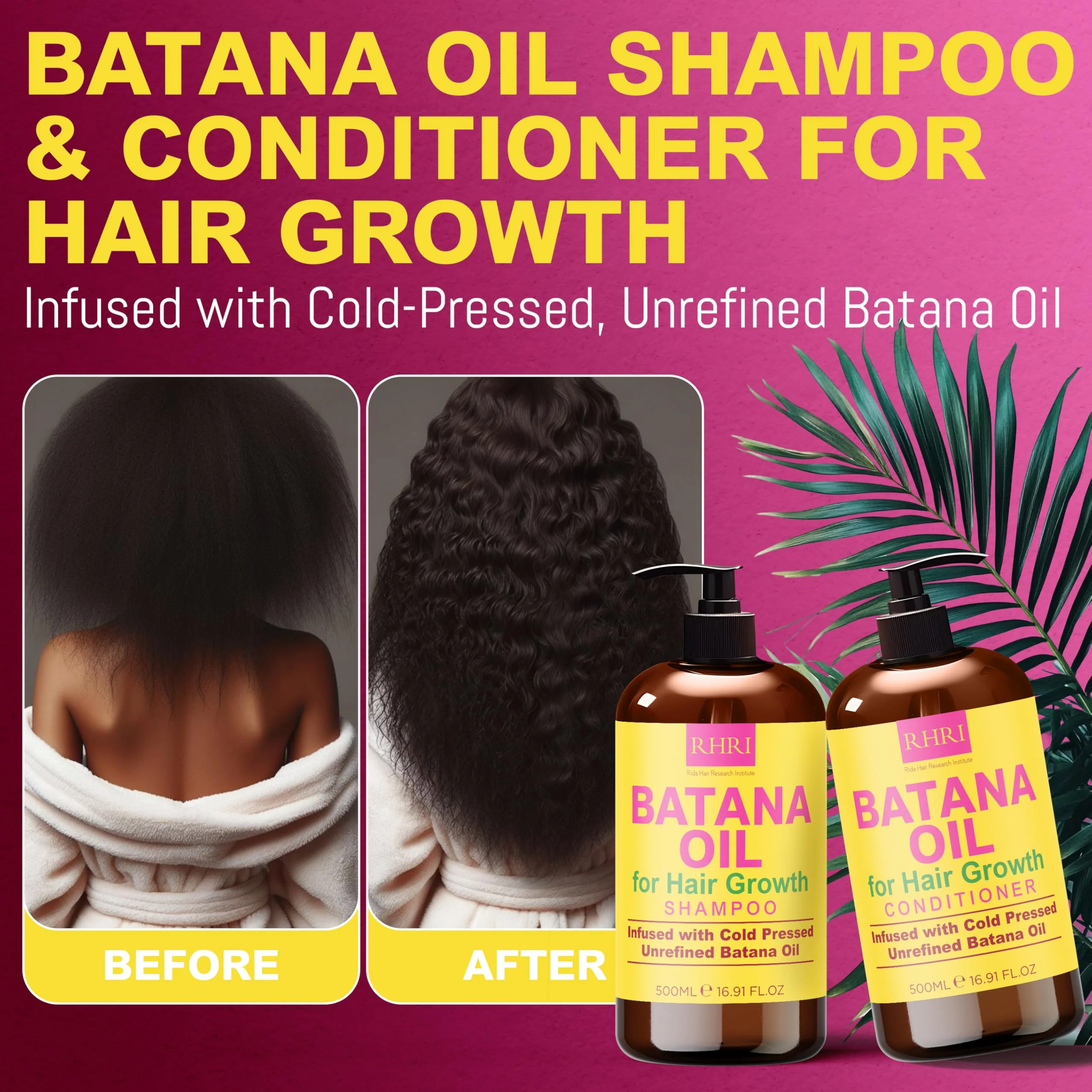 Rida Hair Research Institute Batana Oil Shampoo & Conditioner Set for Hair Growth Lightening Thinning Hair for Men and Women - Image 9
