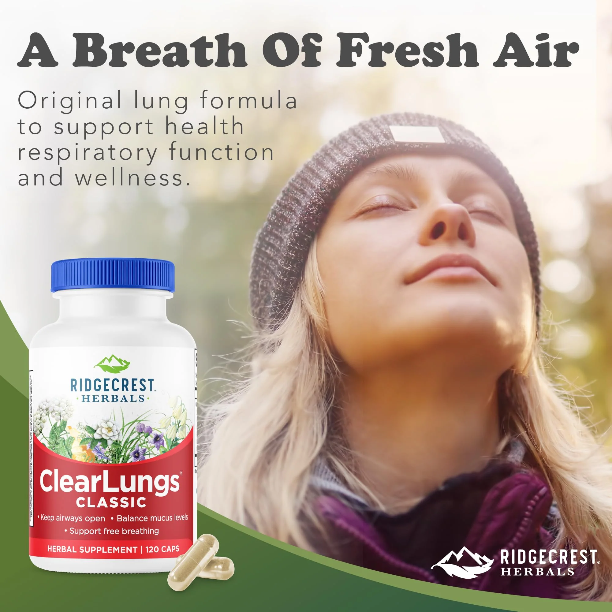 RidgeCrest Herbals ClearLungs Classic, Daily Health Supplement, Natural Lung and Nasal Wellness Formula for Bronchial, Respiratory, Immune, Sinus, and Mucus Support (120 Vegan Caps, 60 Serv) - Image 3