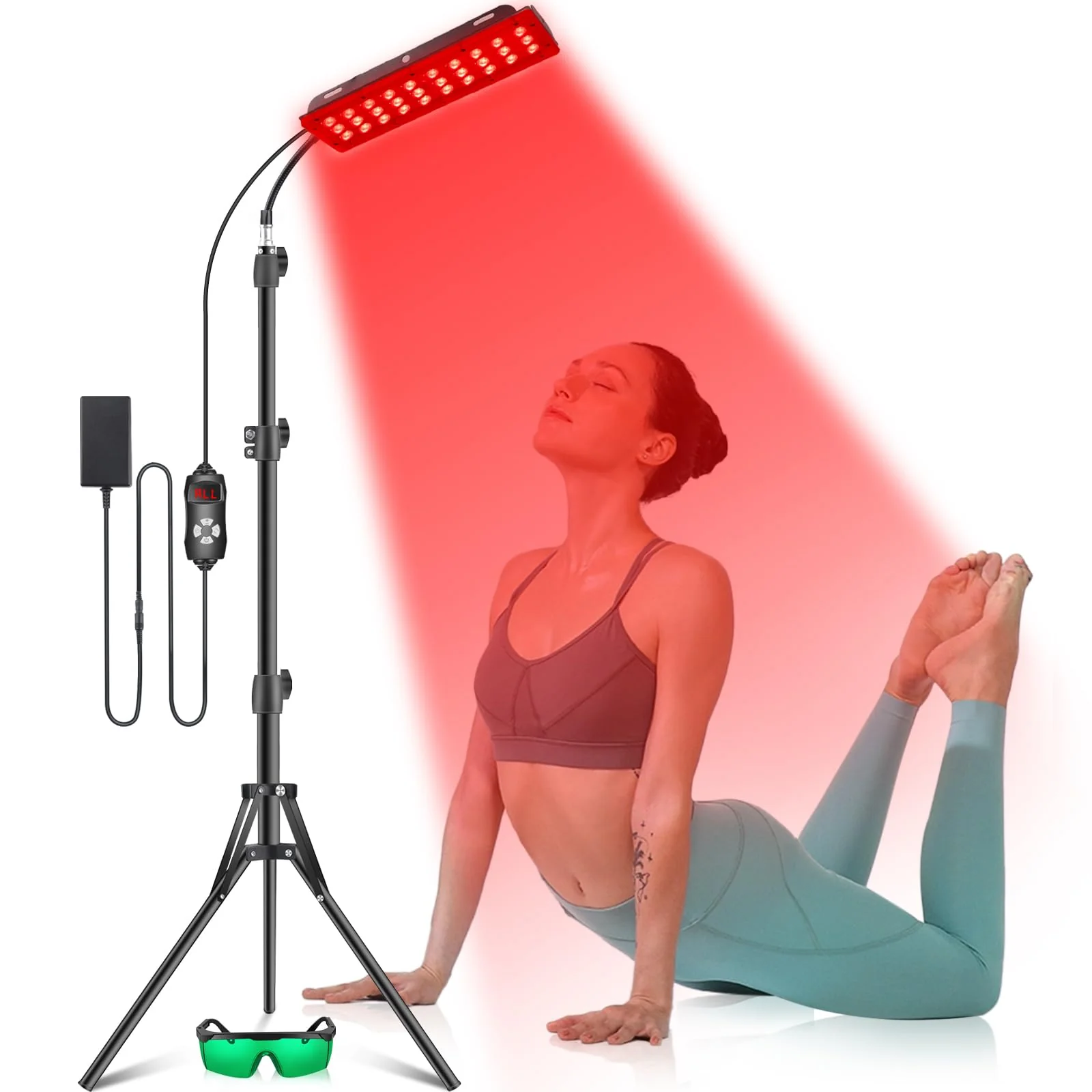 Rikimxin Red Light Therapy Lamp for Body, Infrared Light Therapy Lamps with Stand, 660nm Red and 850nm Near Infrared Redlight Therapy Device for Full Body Overall Health at Home with Eyes Protection