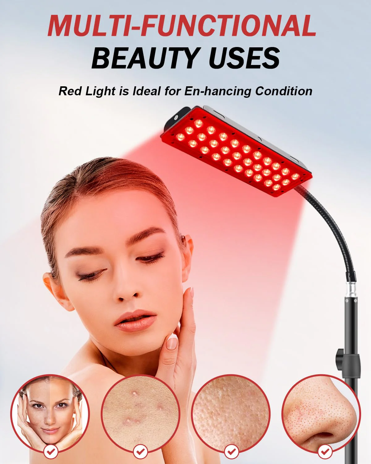 Rikimxin Red Light Therapy Lamp for Body, Infrared Light Therapy Lamps with Stand, 660nm Red and 850nm Near Infrared Redlight Therapy Device for Full Body Overall Health at Home with Eyes Protection - Image 3