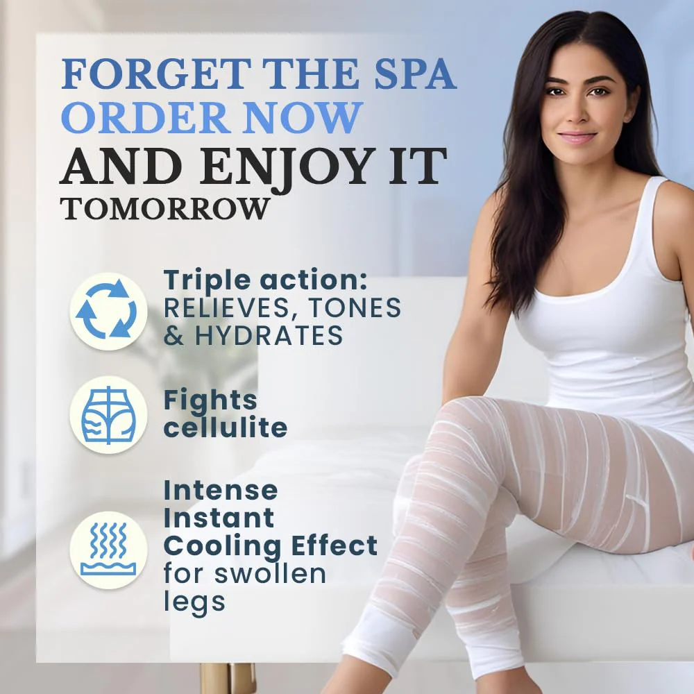 Ritalia® Cold Draining Leg Bandages with Cooling Effect – 100% Natural Extracts – Toning, Revitalizing and Anti-Cellulite Treatment - Image 5