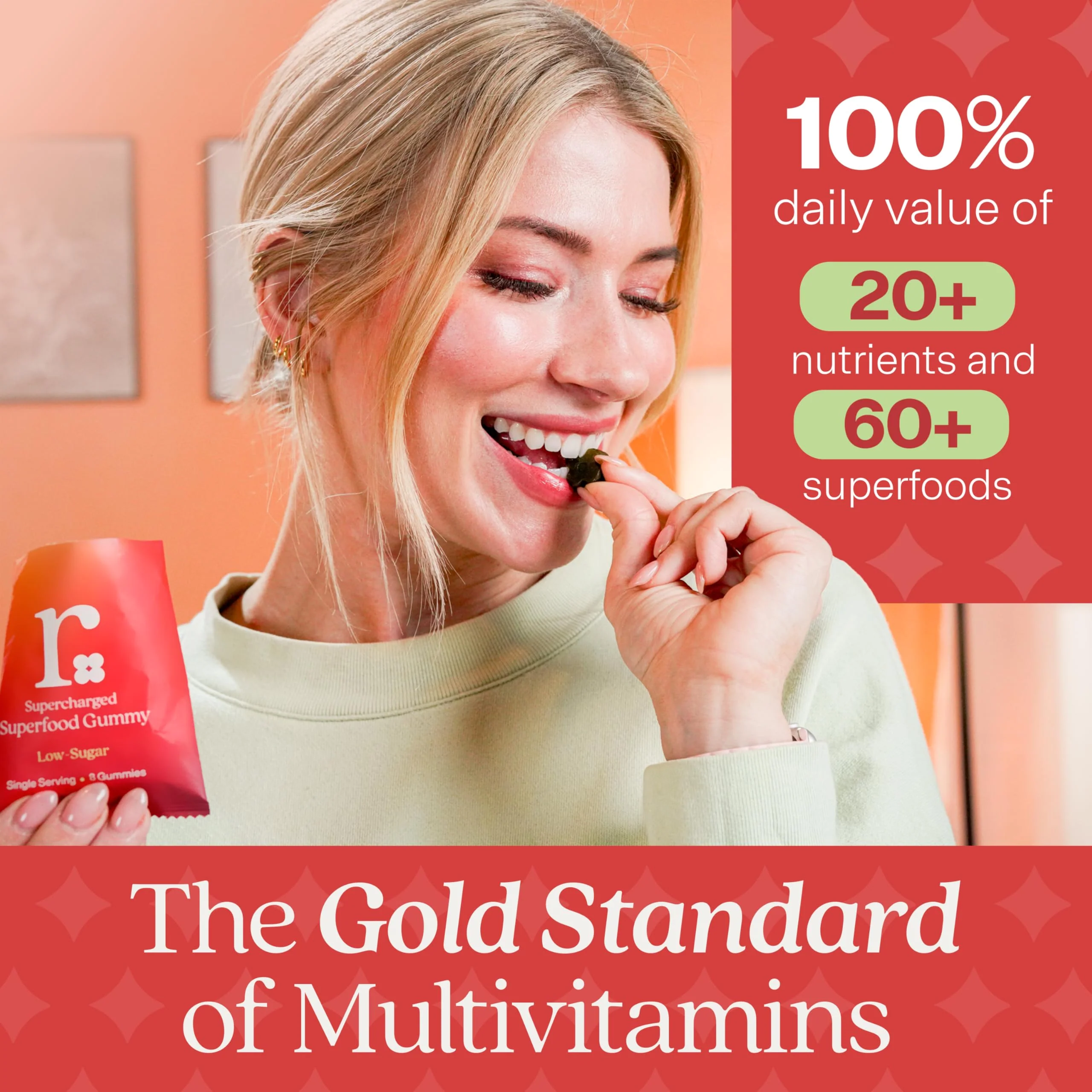 Rizz Low Sugar Green Gummies - 60+ Superfoods 6g Fiber - Prebiotic and Probiotic Gummies - Vegan Multivitamins for Women & Men - Gluten Free - Mushroom, Fruit and Vegetable Supplements - 30 Day Supply - Image 6