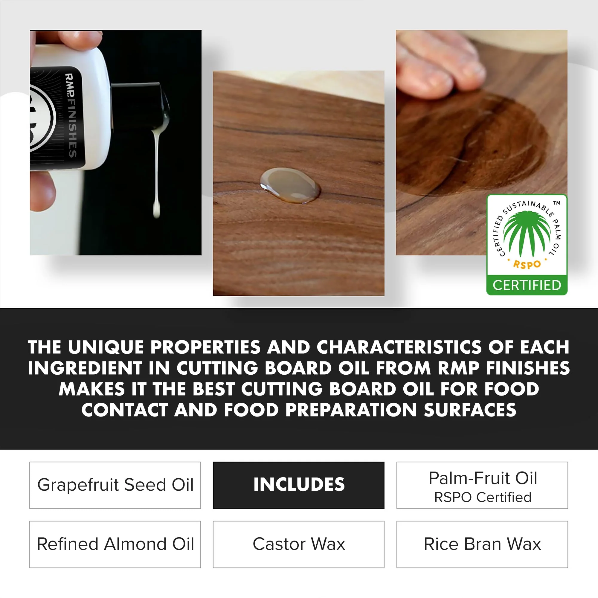 RMP Finishes Cutting Board Oil for Wood Butcher Block, Charcuterie, Food Grade Finish, 8oz - Image 2