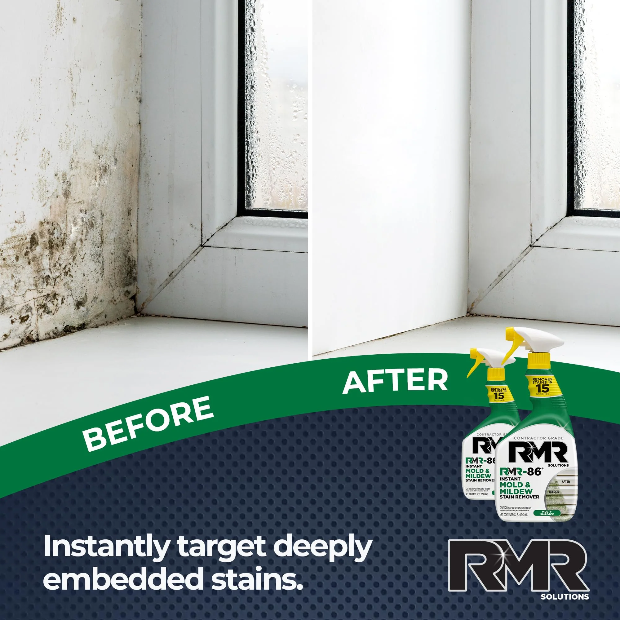 RMR-86 Instant Mold and Mildew Stain Remover Spray - Scrub Free Formula, 2 Pack - 32 oz - Image 9