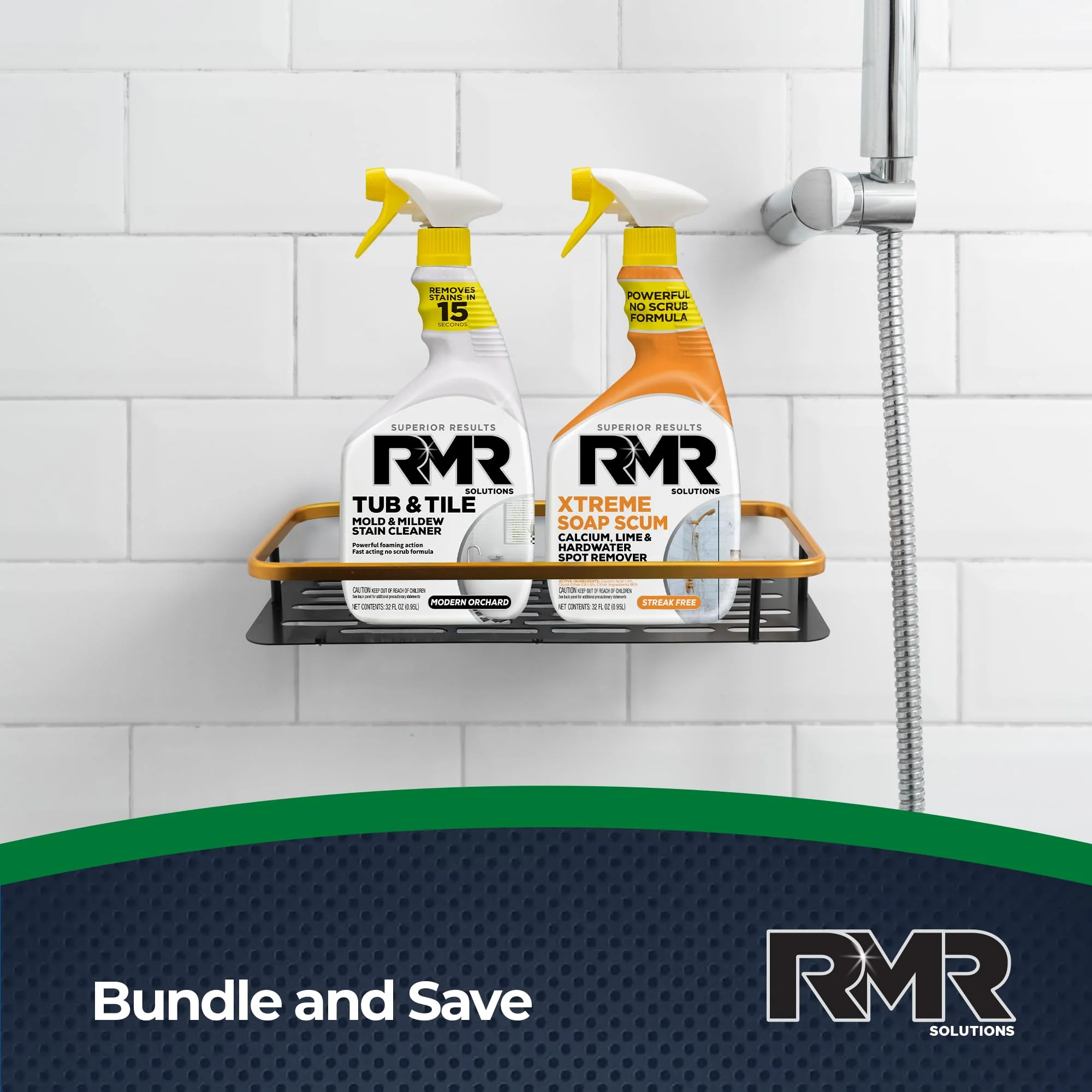 RMR Bathroom Breakthrough Bundle – Tub & Tile Cleaner + Xtreme Soap Scum Remover, 2-Step Deep Clean System for Shower, Tub, Tile, Grout, & Glass Buildup, Stains, & Grime, 2–32 Oz Bottles - Image 2