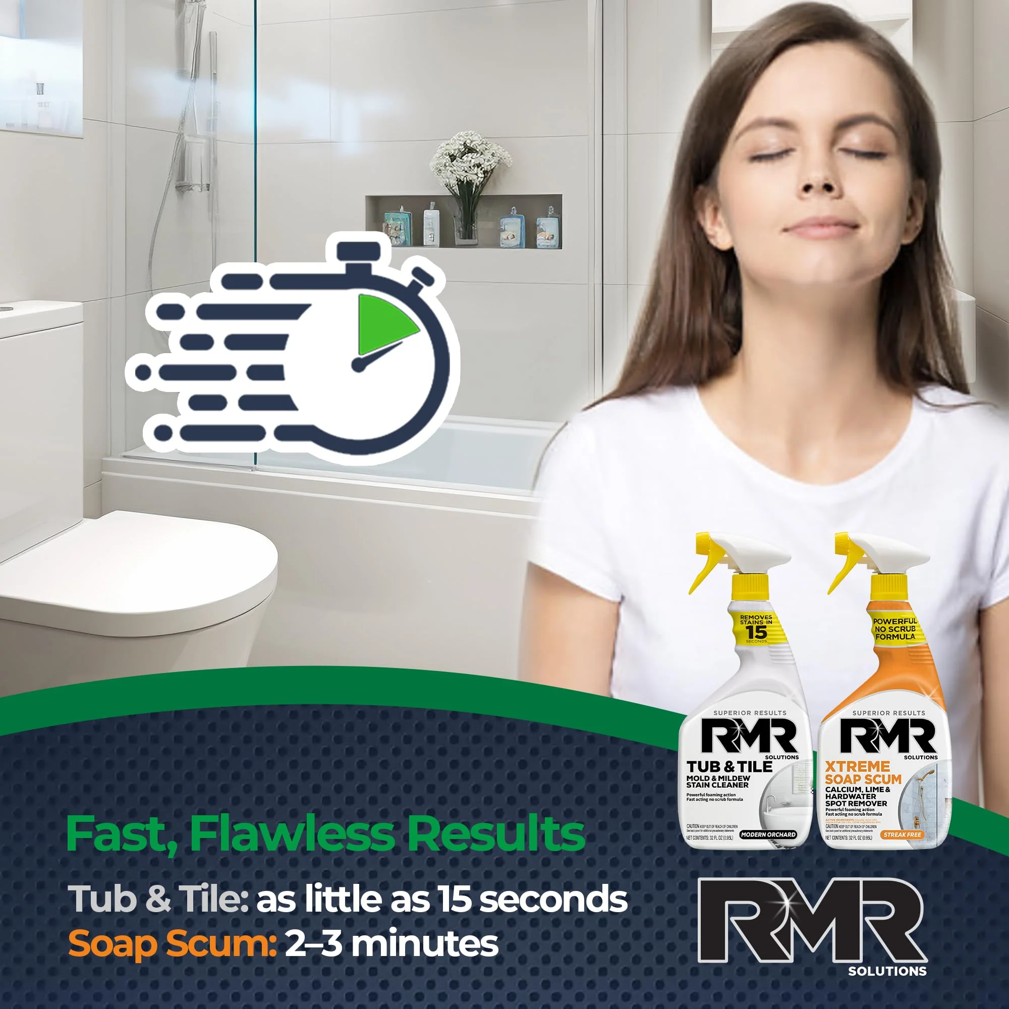 RMR Bathroom Breakthrough Bundle – Tub & Tile Cleaner + Xtreme Soap Scum Remover, 2-Step Deep Clean System for Shower, Tub, Tile, Grout, & Glass Buildup, Stains, & Grime, 2–32 Oz Bottles - Image 4