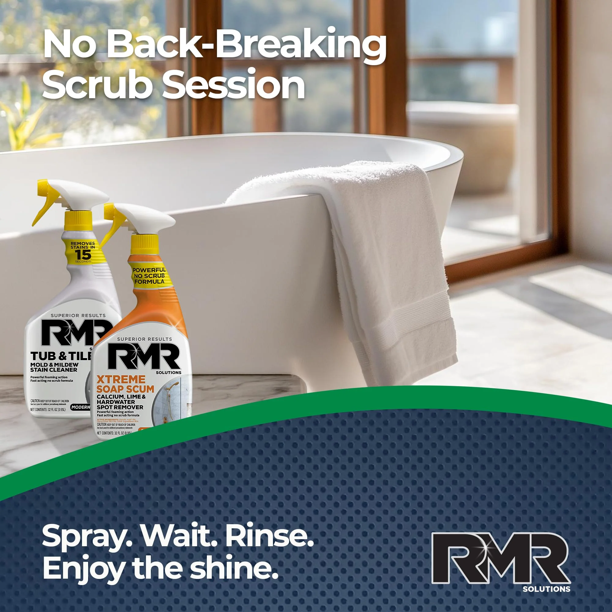 RMR Bathroom Breakthrough Bundle – Tub & Tile Cleaner + Xtreme Soap Scum Remover, 2-Step Deep Clean System for Shower, Tub, Tile, Grout, & Glass Buildup, Stains, & Grime, 2–32 Oz Bottles - Image 5