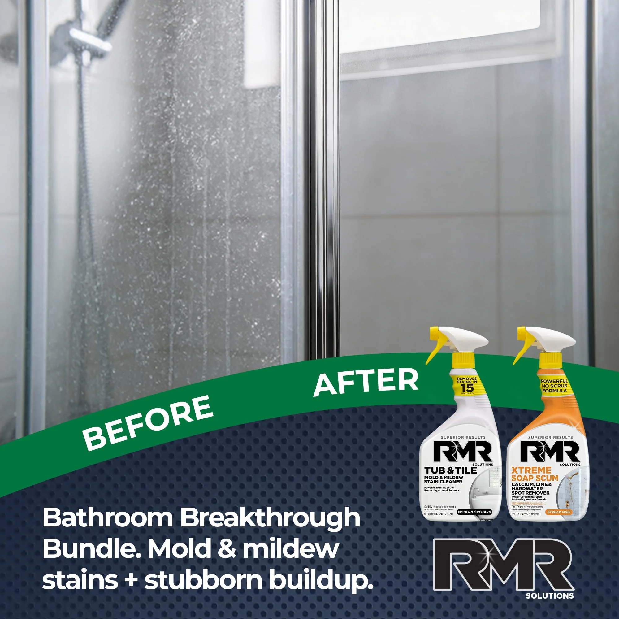 RMR Bathroom Breakthrough Bundle – Tub & Tile Cleaner + Xtreme Soap Scum Remover, 2-Step Deep Clean System for Shower, Tub, Tile, Grout, & Glass Buildup, Stains, & Grime, 2–32 Oz Bottles - Image 9