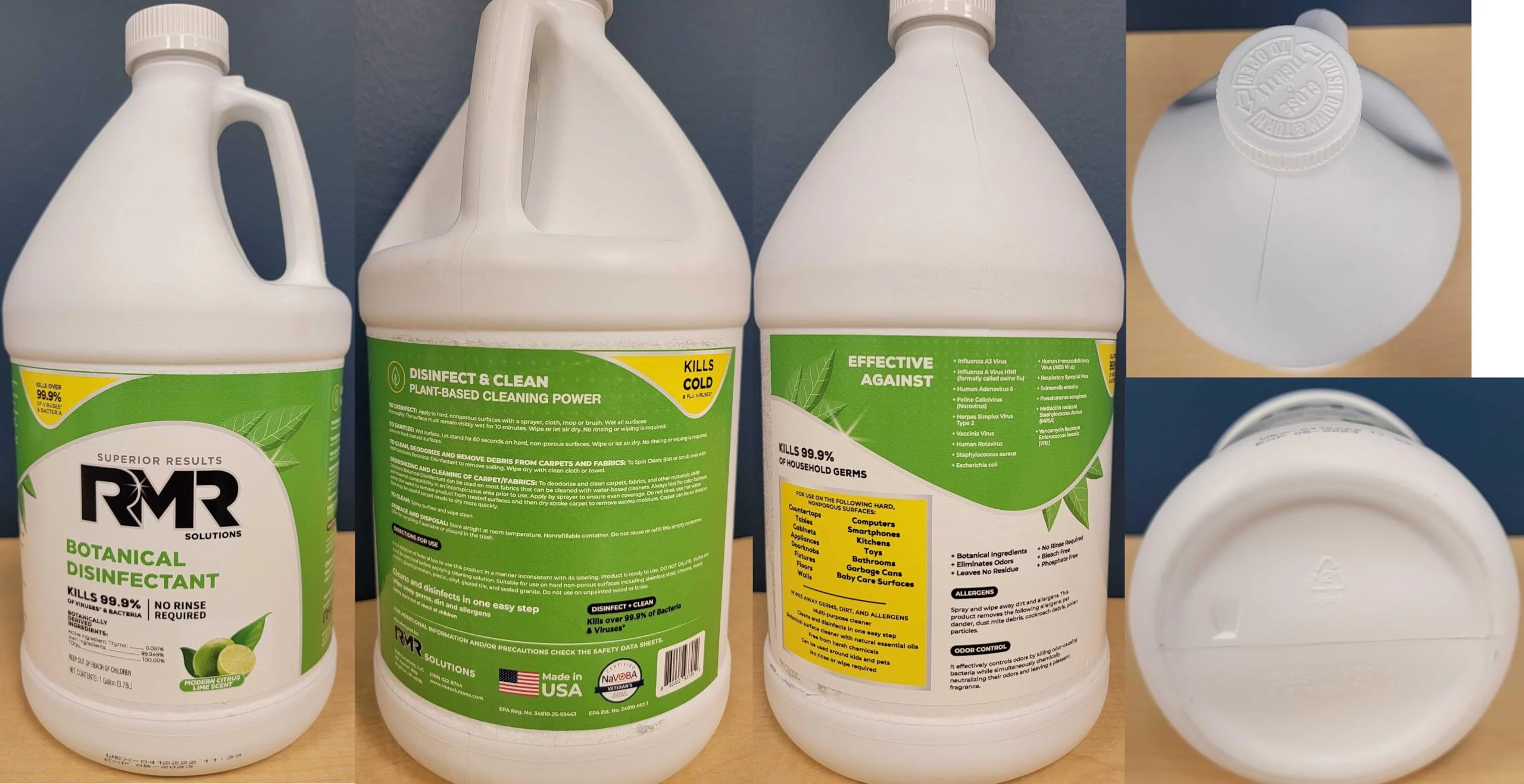 RMR Brands Botanical Disinfectant and Cleaner, Kills 99% of Household Bacteria and Viruses, EPA Registered, Gallon, 4 Pack - Image 2