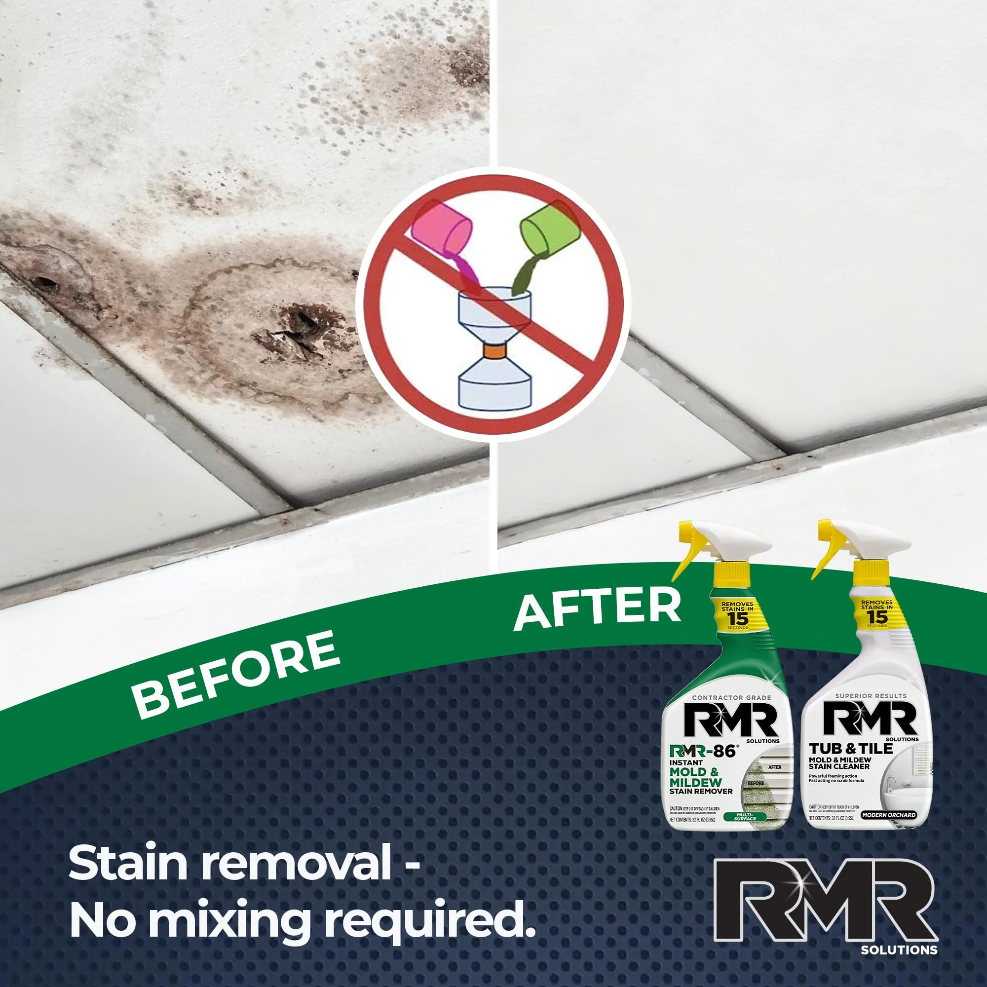 RMR Mold Stain Eraser Max Pack – No-Scrub Tub & Tile Cleaner + Instant Mold & Mildew Stain Remover Spray, Indoor/Outdoor Bathroom, Shower, Siding, & Deck Cleaning Kit, 2–32 Oz Bottles - Image 7