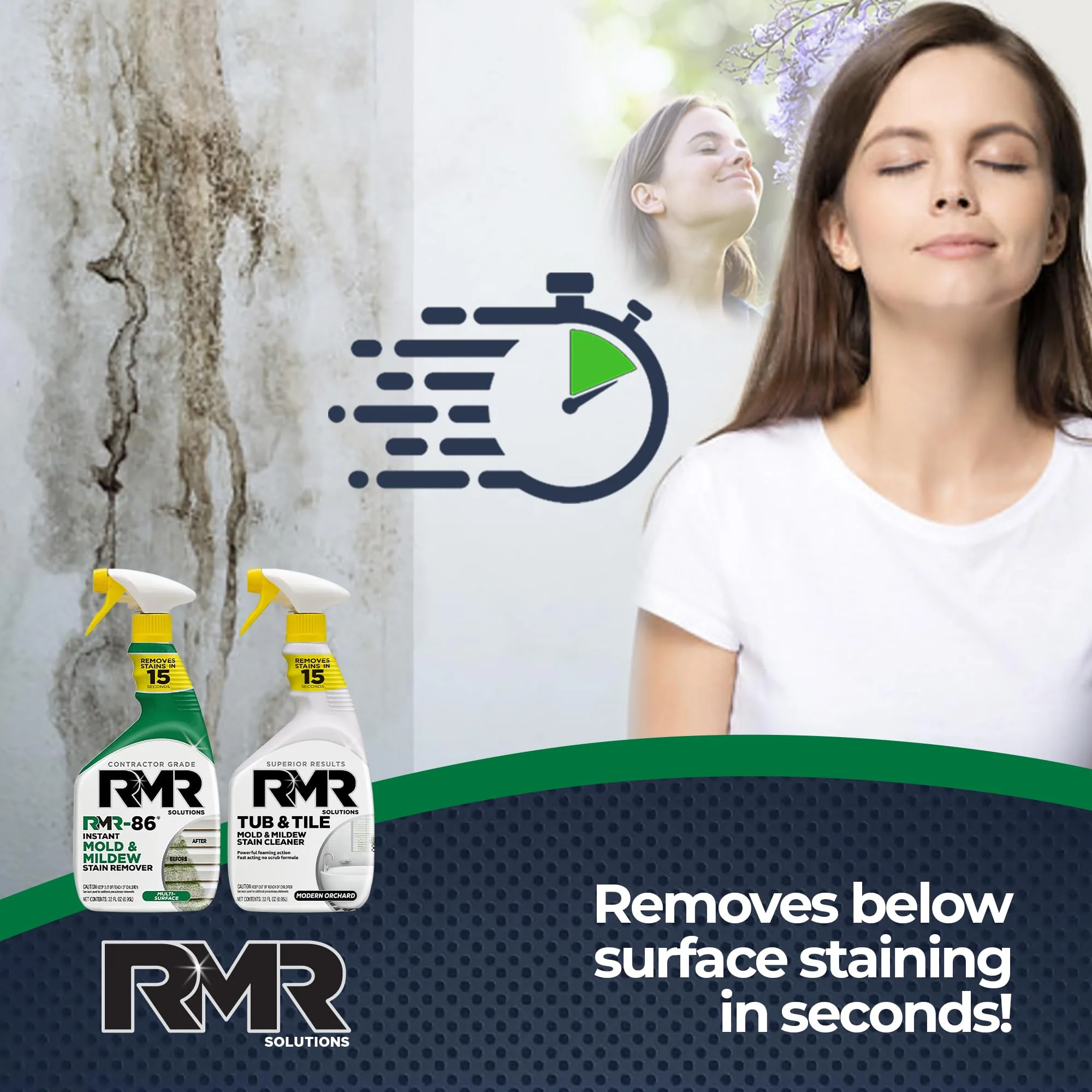 RMR Mold Stain Eraser Max Pack – No-Scrub Tub & Tile Cleaner + Instant Mold & Mildew Stain Remover Spray, Indoor/Outdoor Bathroom, Shower, Siding, & Deck Cleaning Kit, 2–32 Oz Bottles - Image 8