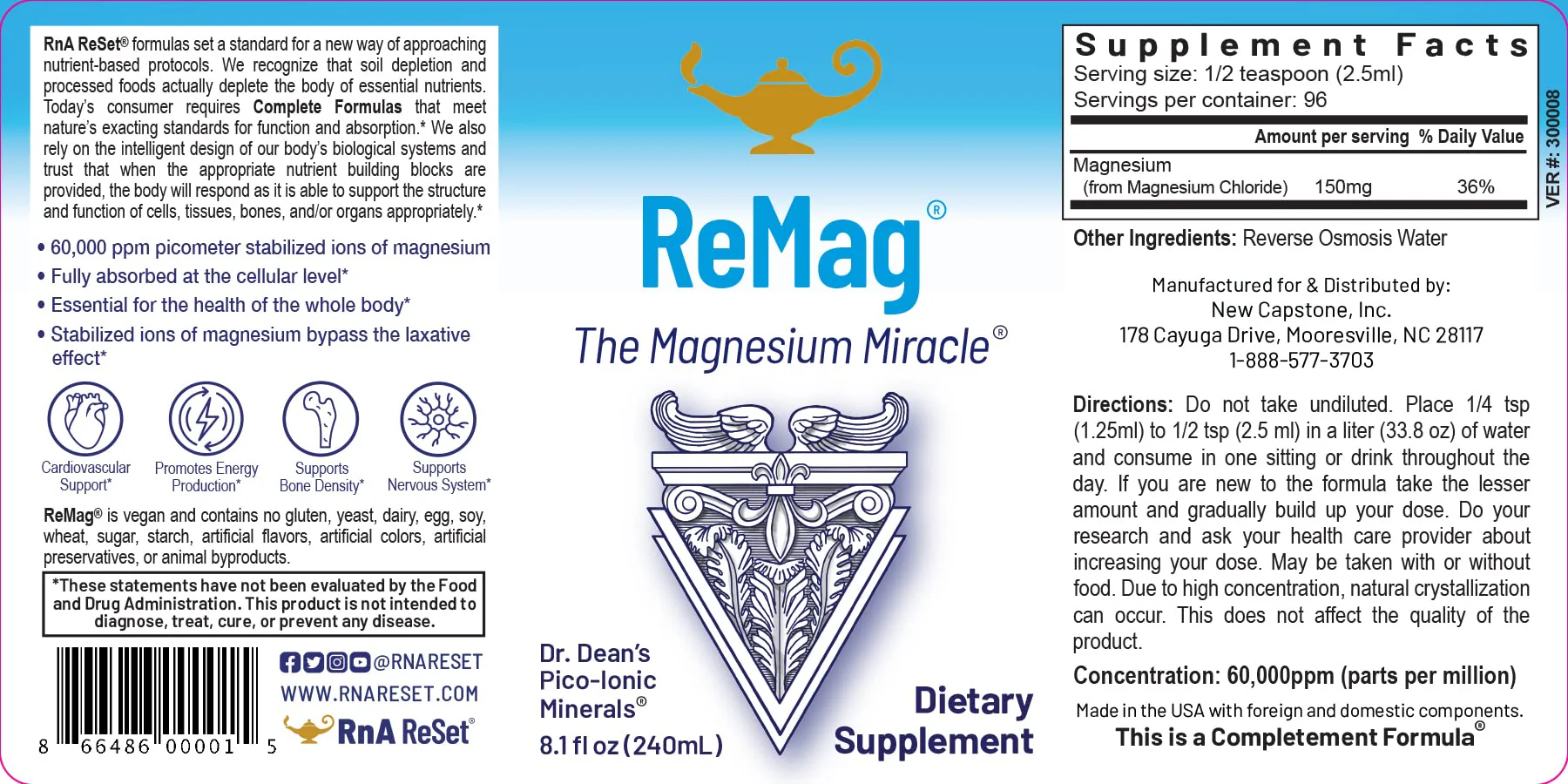 RnA ReSet ReMag & ReMyte – Liquid Magnesium and Multi-Mineral Supplement Bundle, 8.1 Fl Oz Each (2-Pack) NSF Certified - Image 4