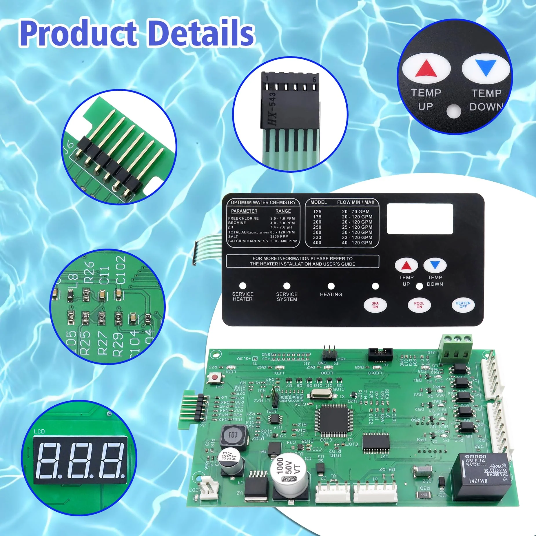 ROBOA 42002-0007S Control Board Kit (461105) with 472610Z Switch Pad Compatible, Replacement for Pentair MasterTemp 400/300/250, with Sta-Rite Max-E-Therm SR400/SR333/SR200 - Image 5