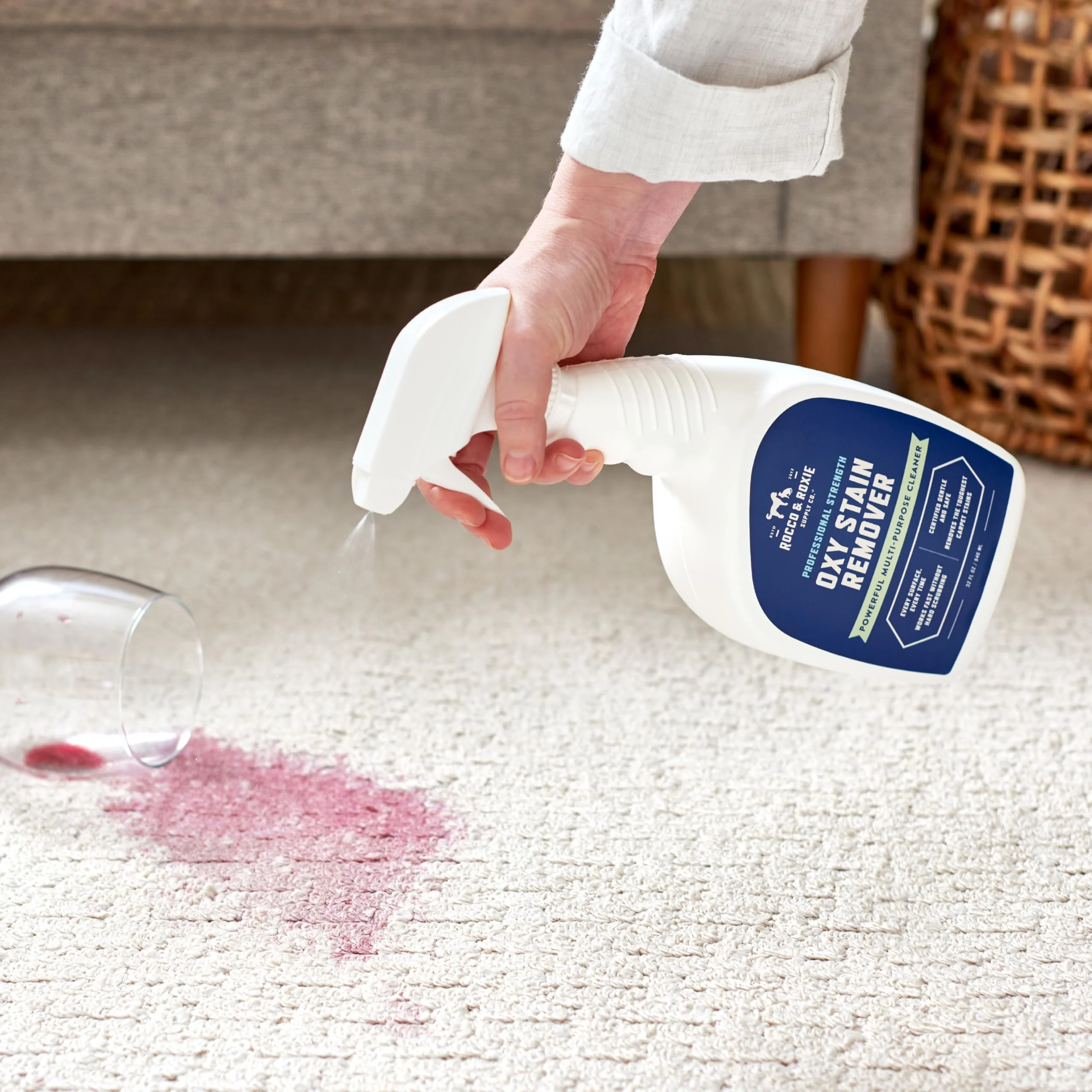 Rocco & Roxie Oxy Stain Remover - Oxygen Powered Carpet Cleaner Spray - Pet Stain Remover for Carpet, Spot Cleaner for Upholstery, Couch, Laundry, Rug, Clothes, Car Seat, Mattress, Sofa, and More - Image 7