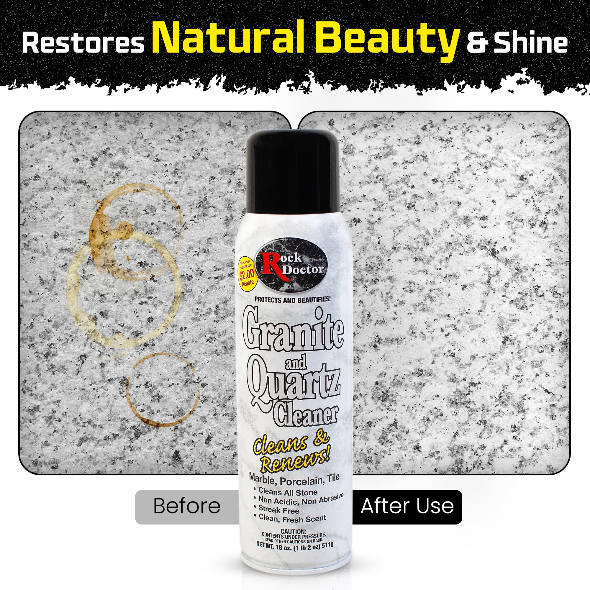 Rock Doctor Granite Cleaner - Cleans& Renews Surfaces - (18 oz) Surface Cleaner Spray, Granite/Marble Countertop Cleaner, Cleaning Spray for Vanity, Table Top, Kitchen Counters, Stone Surfaces - Image 5