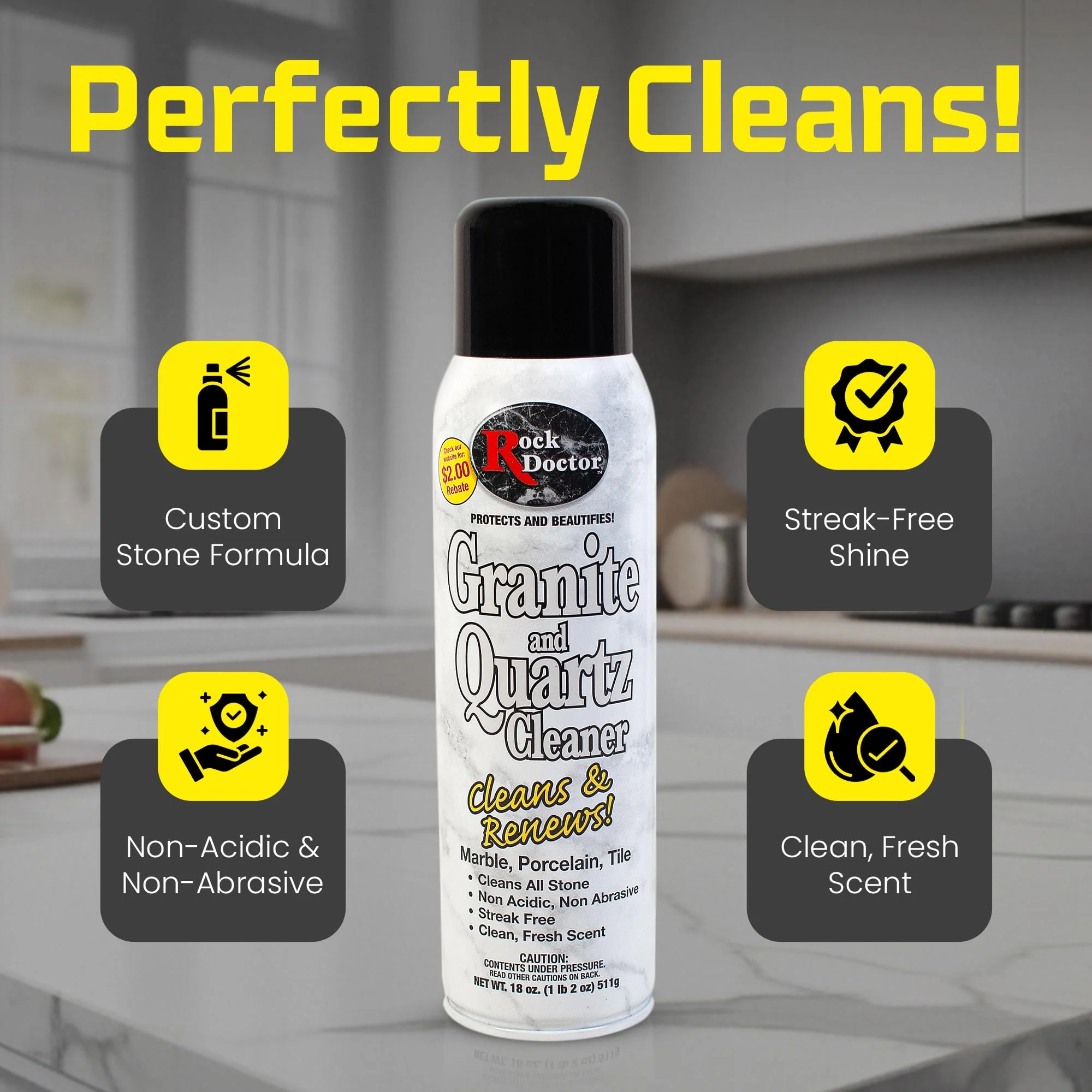 Rock Doctor Granite Cleaner - Cleans& Renews Surfaces - (18 oz) Surface Cleaner Spray, Granite/Marble Countertop Cleaner, Cleaning Spray for Vanity, Table Top, Kitchen Counters, Stone Surfaces - Image 6