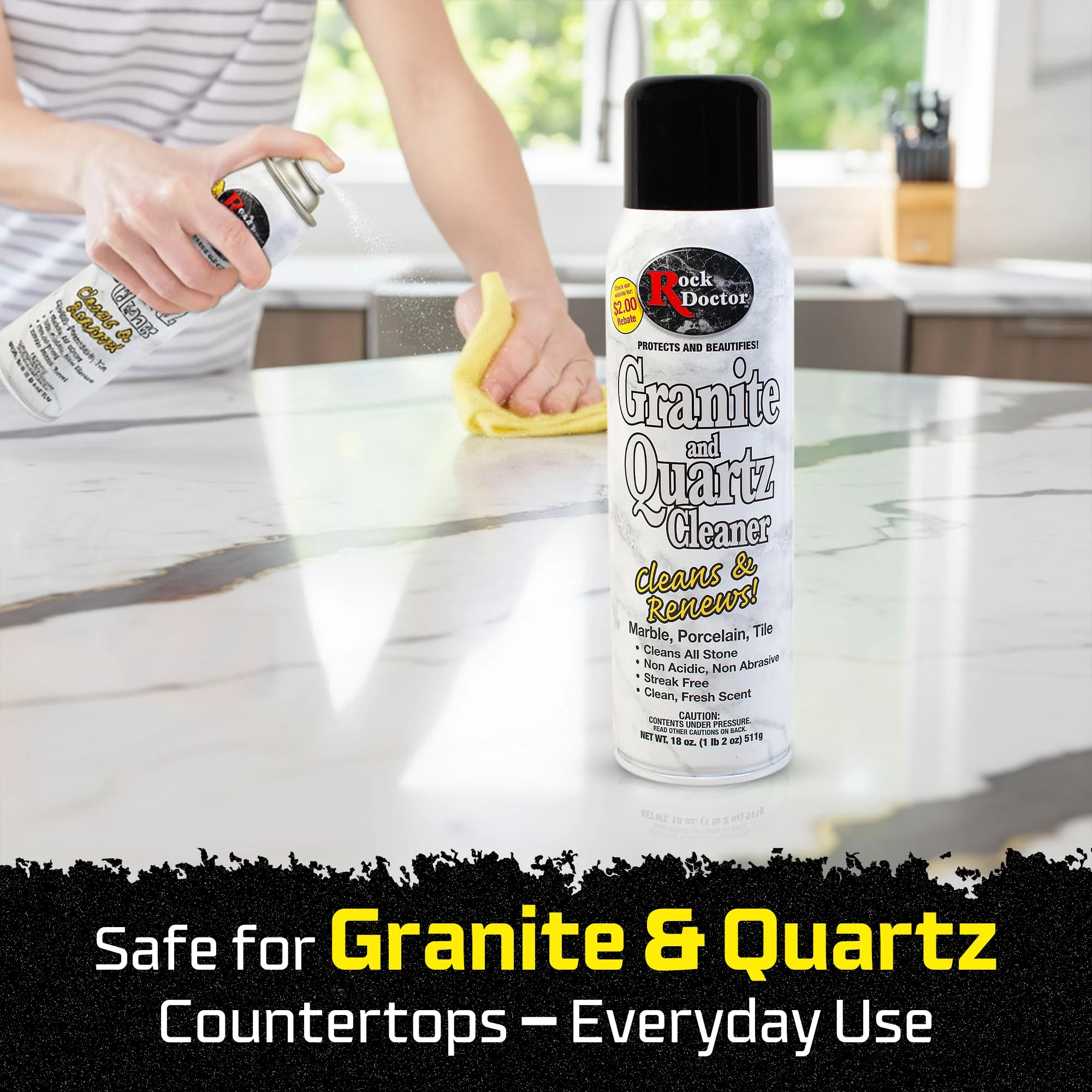 Rock Doctor Granite Cleaner - Cleans& Renews Surfaces - (18 oz) Surface Cleaner Spray, Granite/Marble Countertop Cleaner, Cleaning Spray for Vanity, Table Top, Kitchen Counters, Stone Surfaces - Image 7