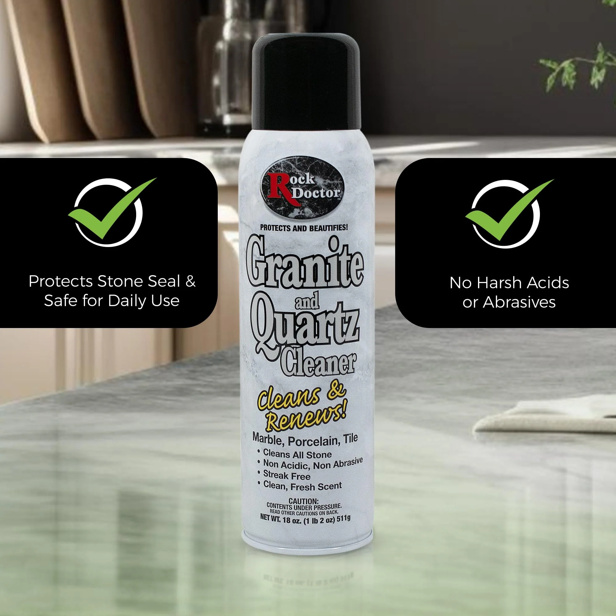 Rock Doctor Granite Cleaner, Cleans& Renews Surfaces, Granite/Marble Countertop Cleaner, Cleaning Spray for Vanity, Table Top, Kitchen Counters, Stone Surfaces 18 Fl Oz Pack of 2 - Image 3