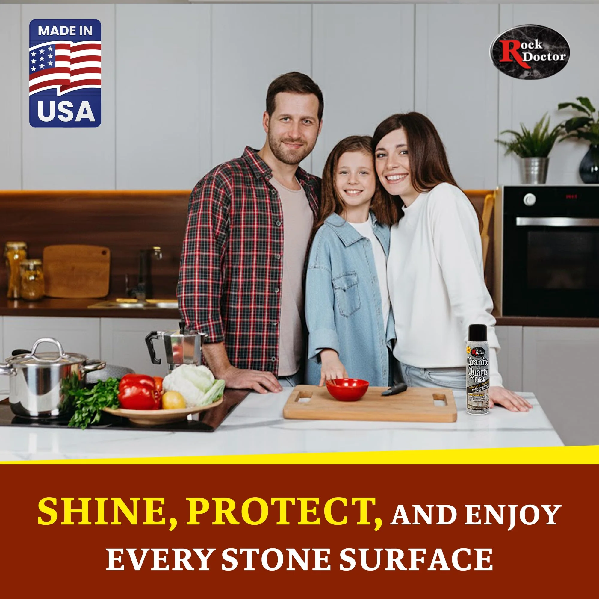 Rock Doctor Granite Polish Spray and Surface,18oz.Can Polish Tile, Marble, Kitchen Countertop, and Natural Stone Surfaces, Streak-Free Shine Pack of 2 - Image 2