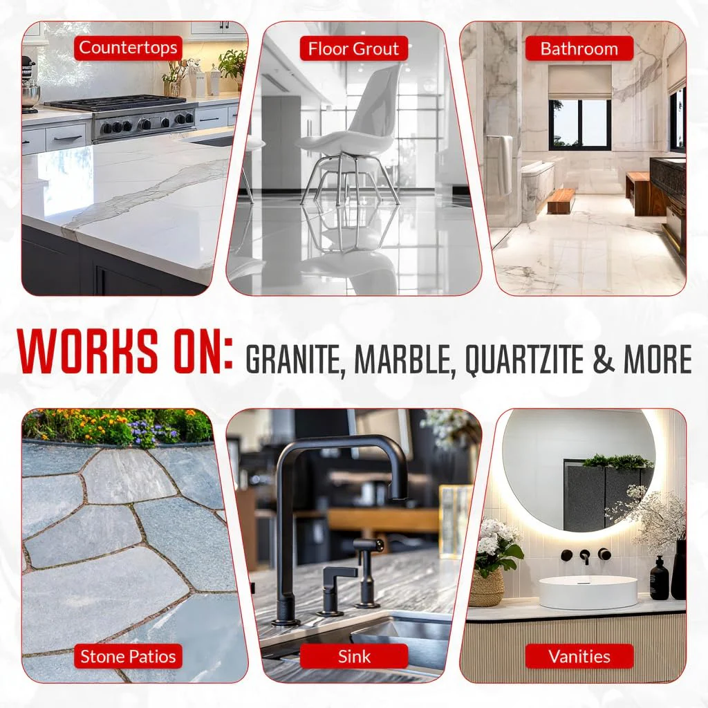 Rock Doctor Granite & Quartz Care Kit, 3 Piece Maintenance Stone Care Combo Kit – Cleans & Renews Marbel, Travertine, Tile and All Other Stone, Fresh, Pack of 3, 54.0 Ounce - Image 4