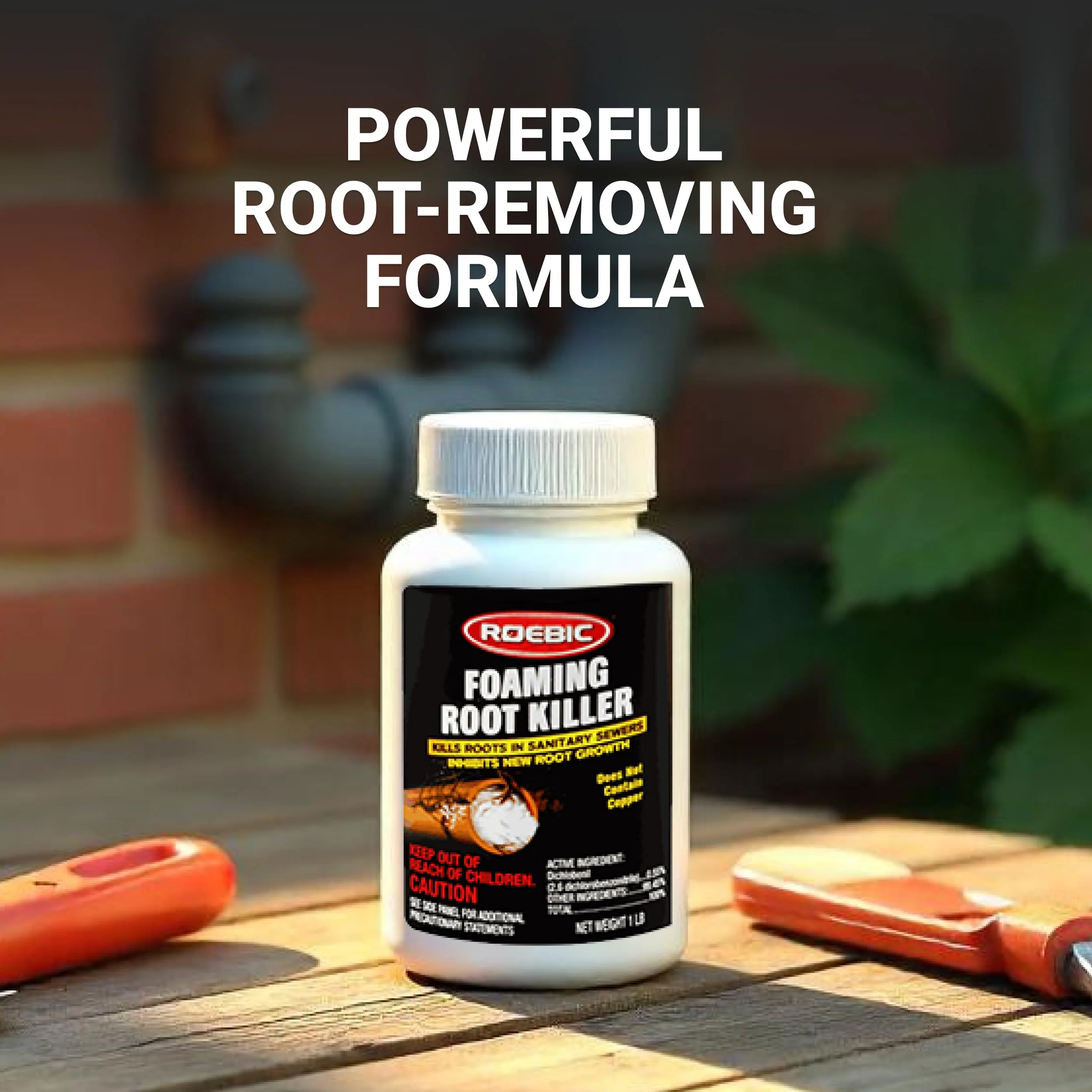 Roebic FRK Foaming Tree Root Killer, Chemical Septic System, Drain Field and Sewer Line Pipe Clog Remover and Root Destroyer, Safe for Bathroom Toilet, White Granules, 1 lb (Pack of 3) - Image 2