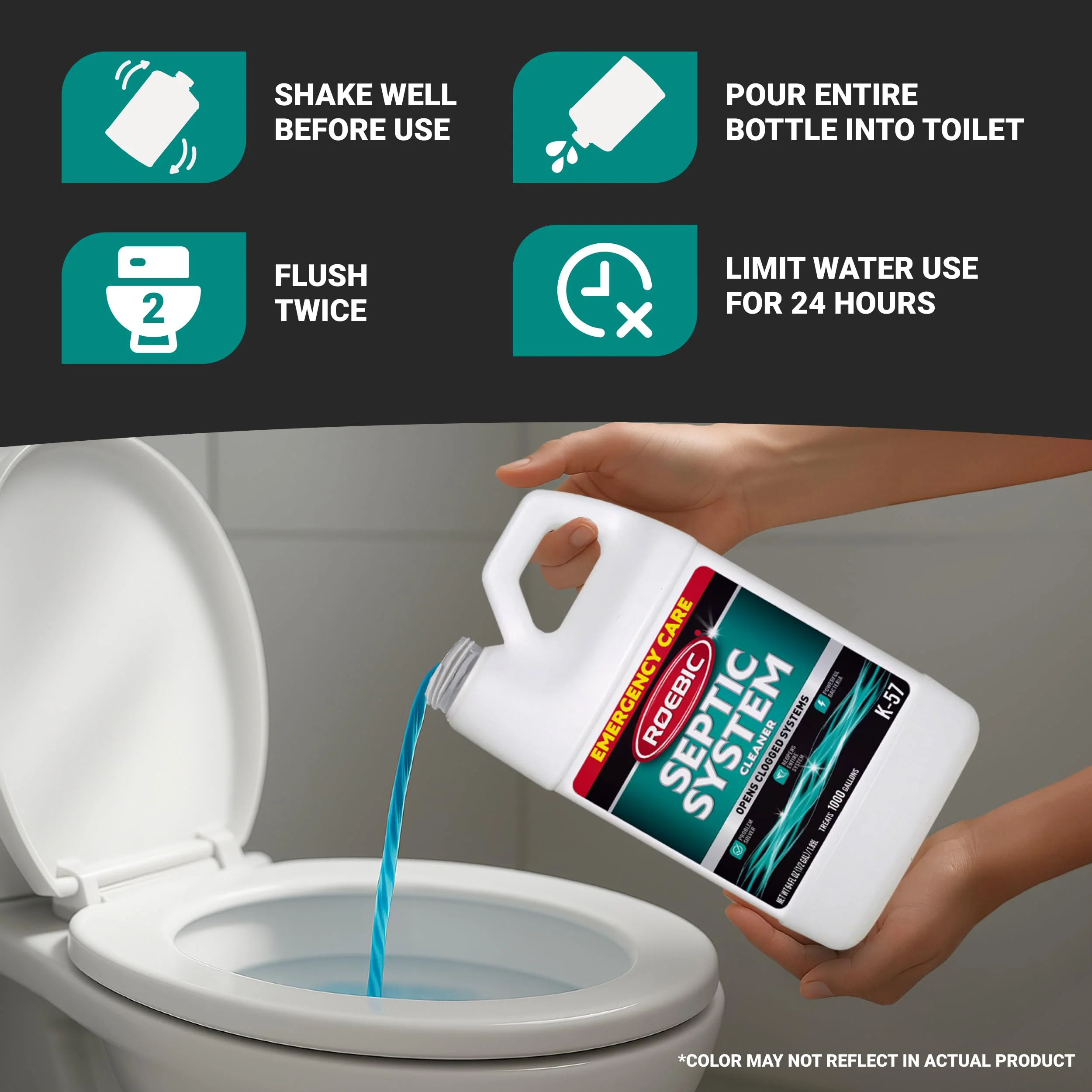 Roebic K-57-H K-57-H-3 Septic System Treatment: 1/2 Gallon, Clears Clogs, Restores Flow, Maintains Septic Systems for Optimal Performance - Image 5